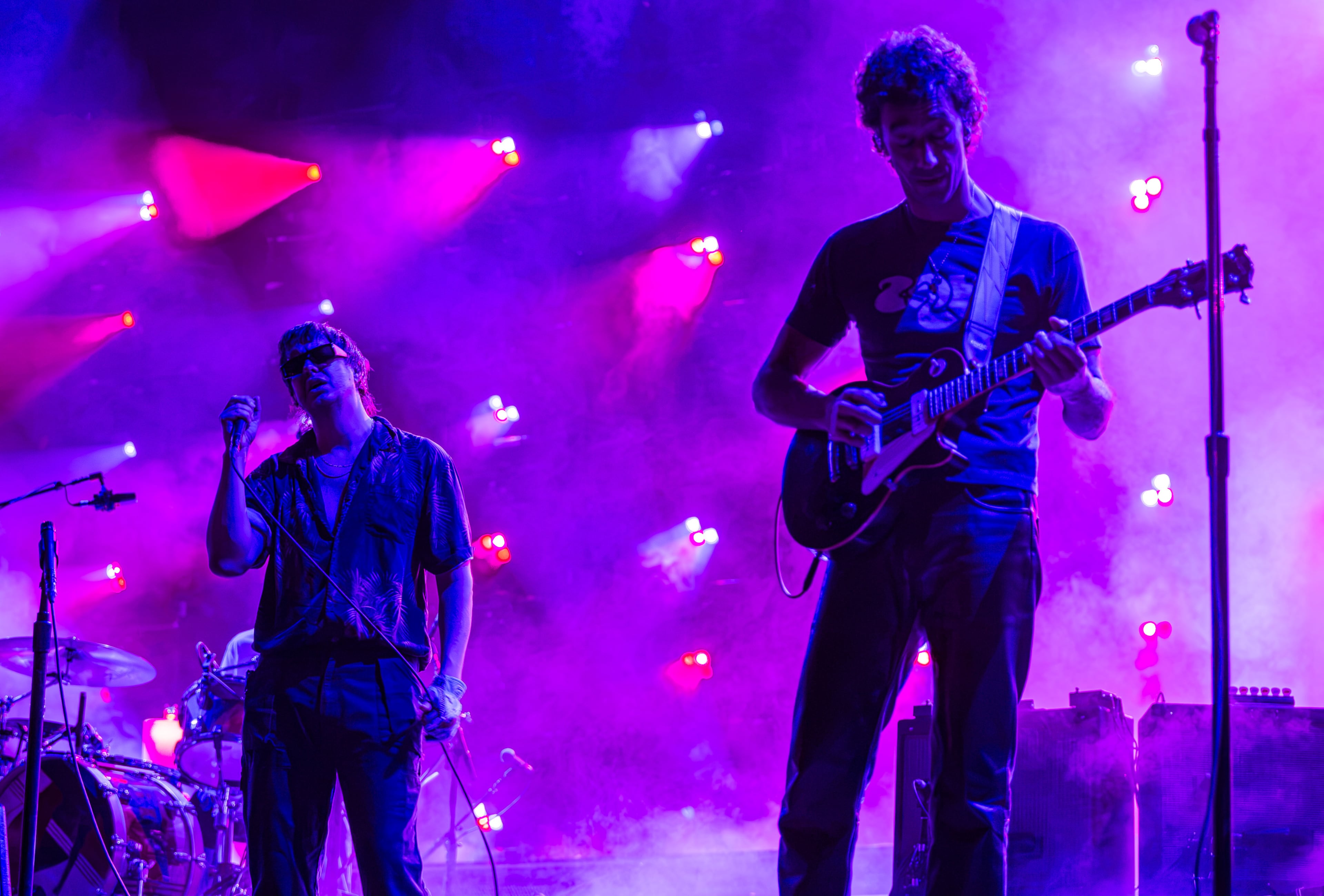 The Strokes closed out Shaky Knees on Friday night, Sept. 18, 2026, on the Peachtree Stage, bringing their genre-defining indie rock hits to a packed crowd in Atlanta. (Ryan Fleisher for the AJC)