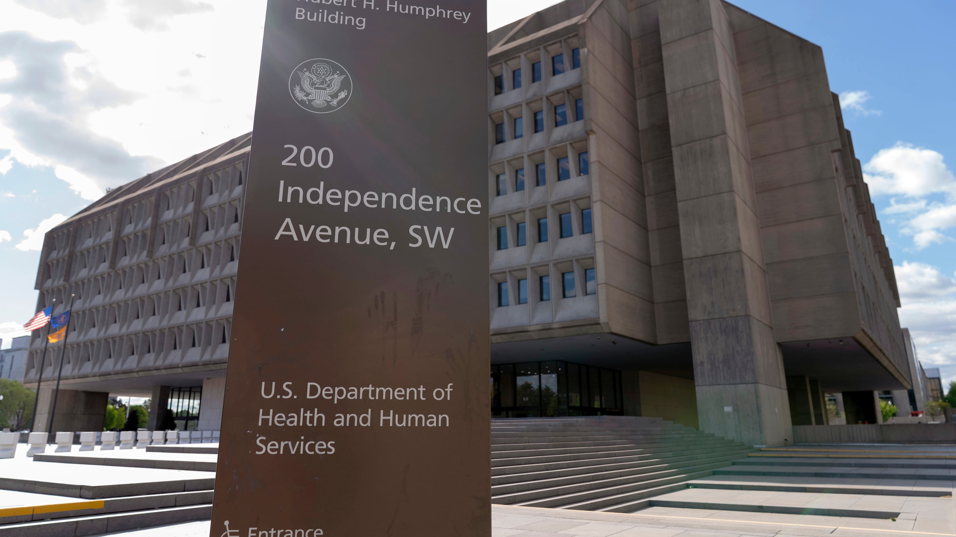 FILE - The Department of Health and Human Services building is seen in Washington, April 16, 2025. (AP Photo/Jose Luis Magana, File)