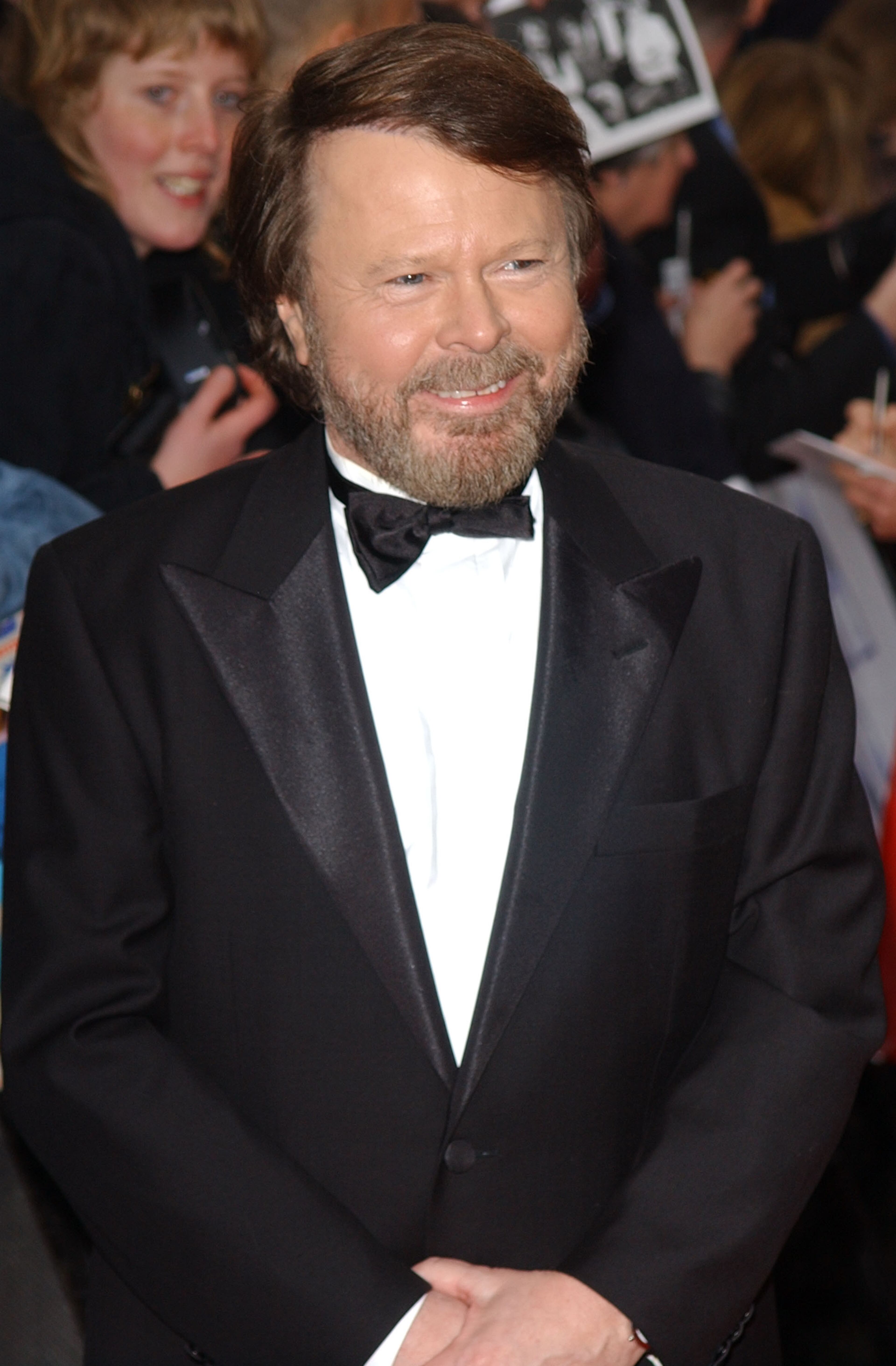 Bjorn Ulvaeus of ABBA arrives at the fifth anniversary performance of "Mamma Mia!," a musical based on ABBA's hits at the Prince of Wales Theatre on April 6, 2004 in London, England.