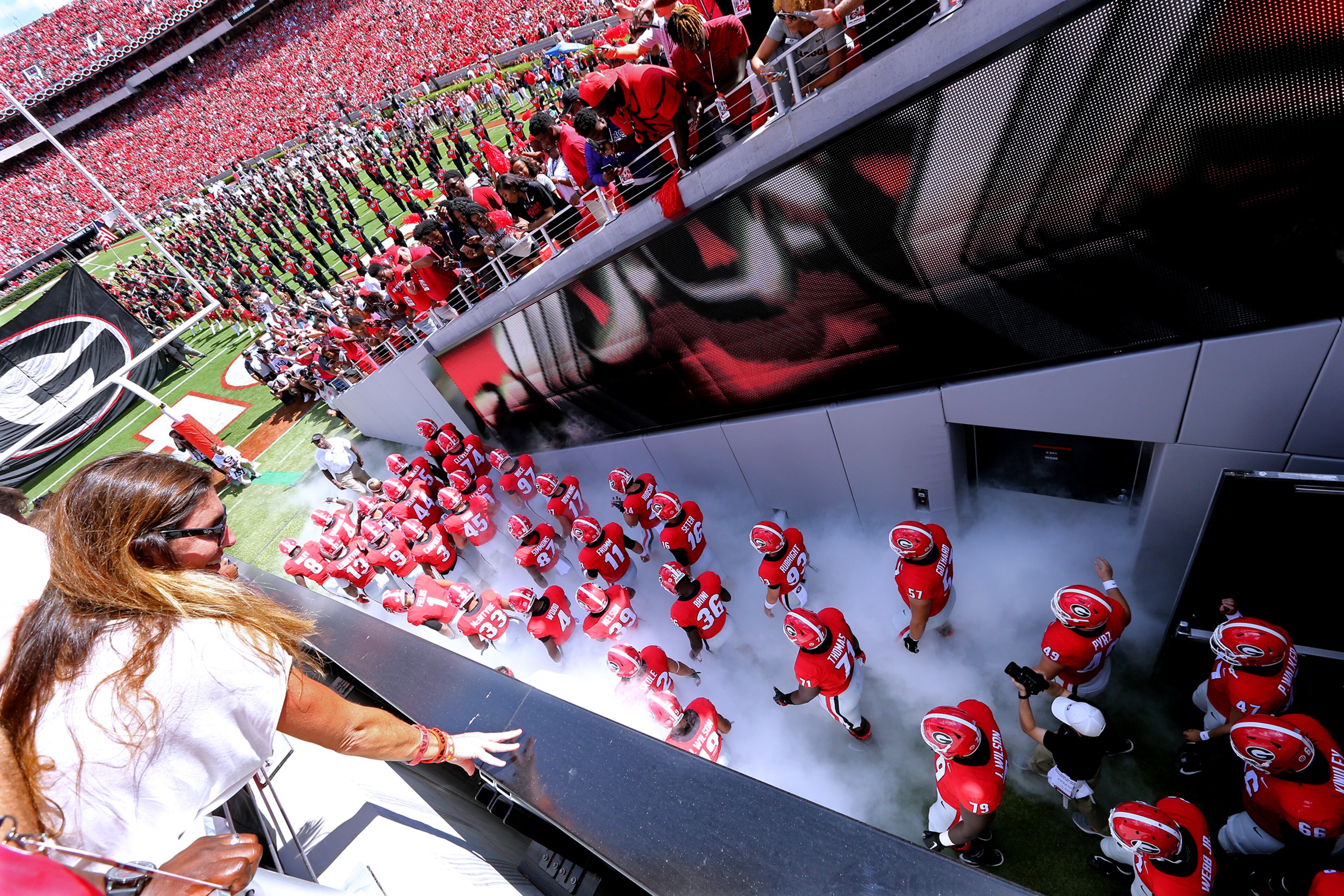 September 1, 2018 Athens: Georgia Bulldogs players take the field for the home opener against Austin Peay in a NCAA college football game on Saturday, Sept 1, 2018, in Athens. Curtis Compton/ccompton@ajc.com