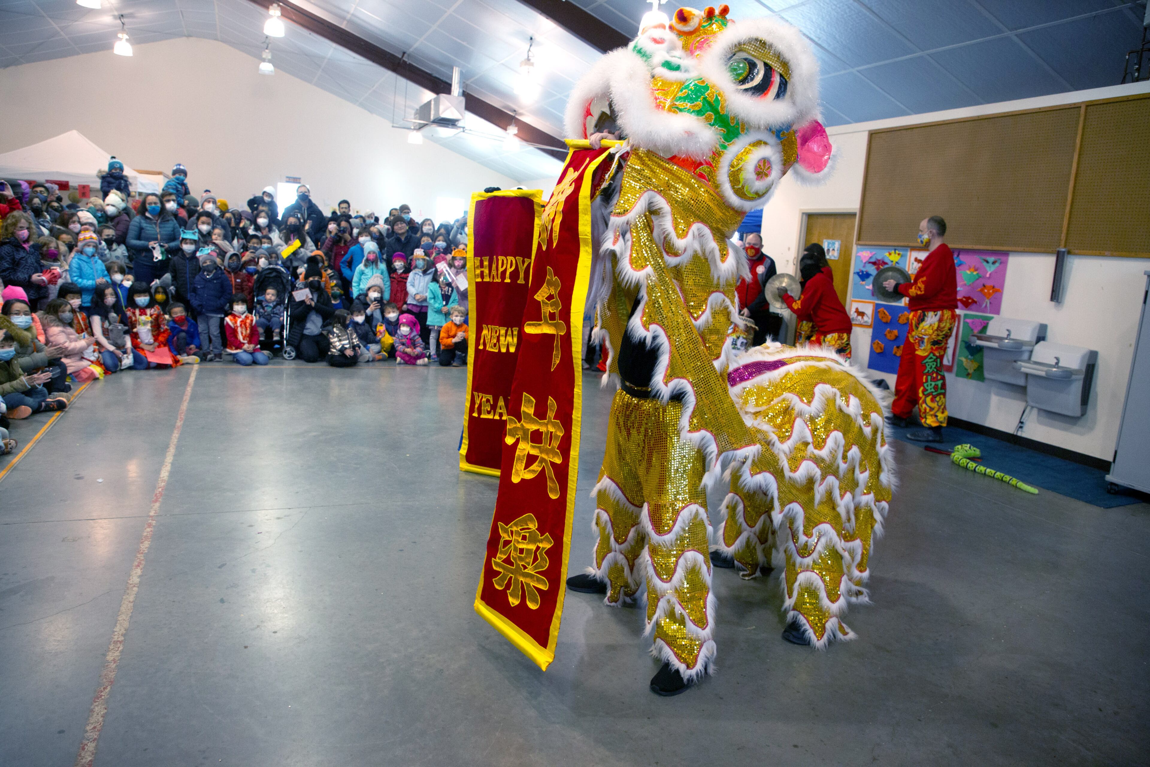 Entertainers perform the Lion Dance during Decatur's first Lunar New Year celebration at Legacy Park on Saturday, January 29, 2022. STEVE SCHAEFER FOR THE ATLANTA JOURNAL-CONSTITUTION