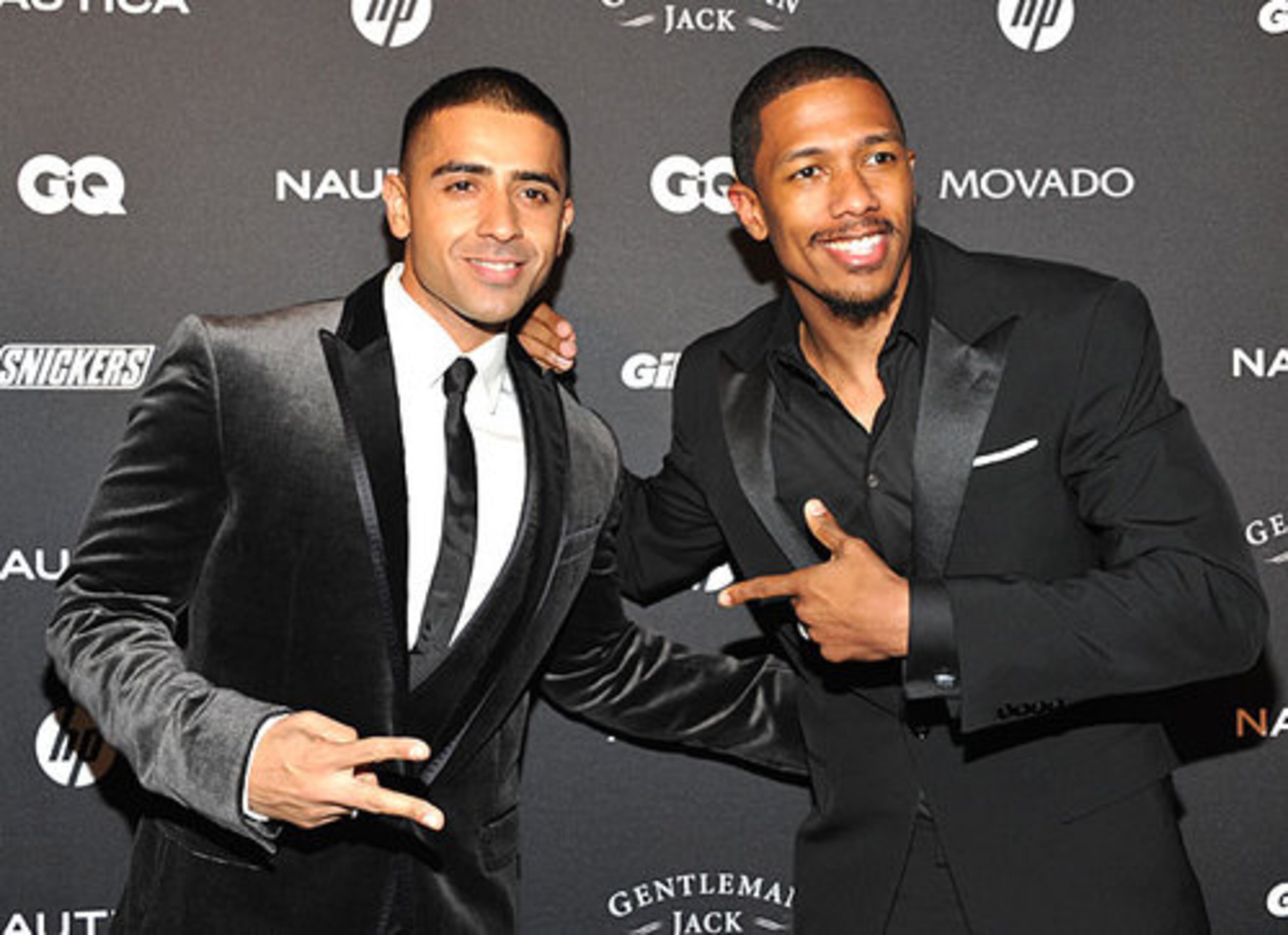 Singer Jay Sean, left, poses with actor Nick Cannon.
