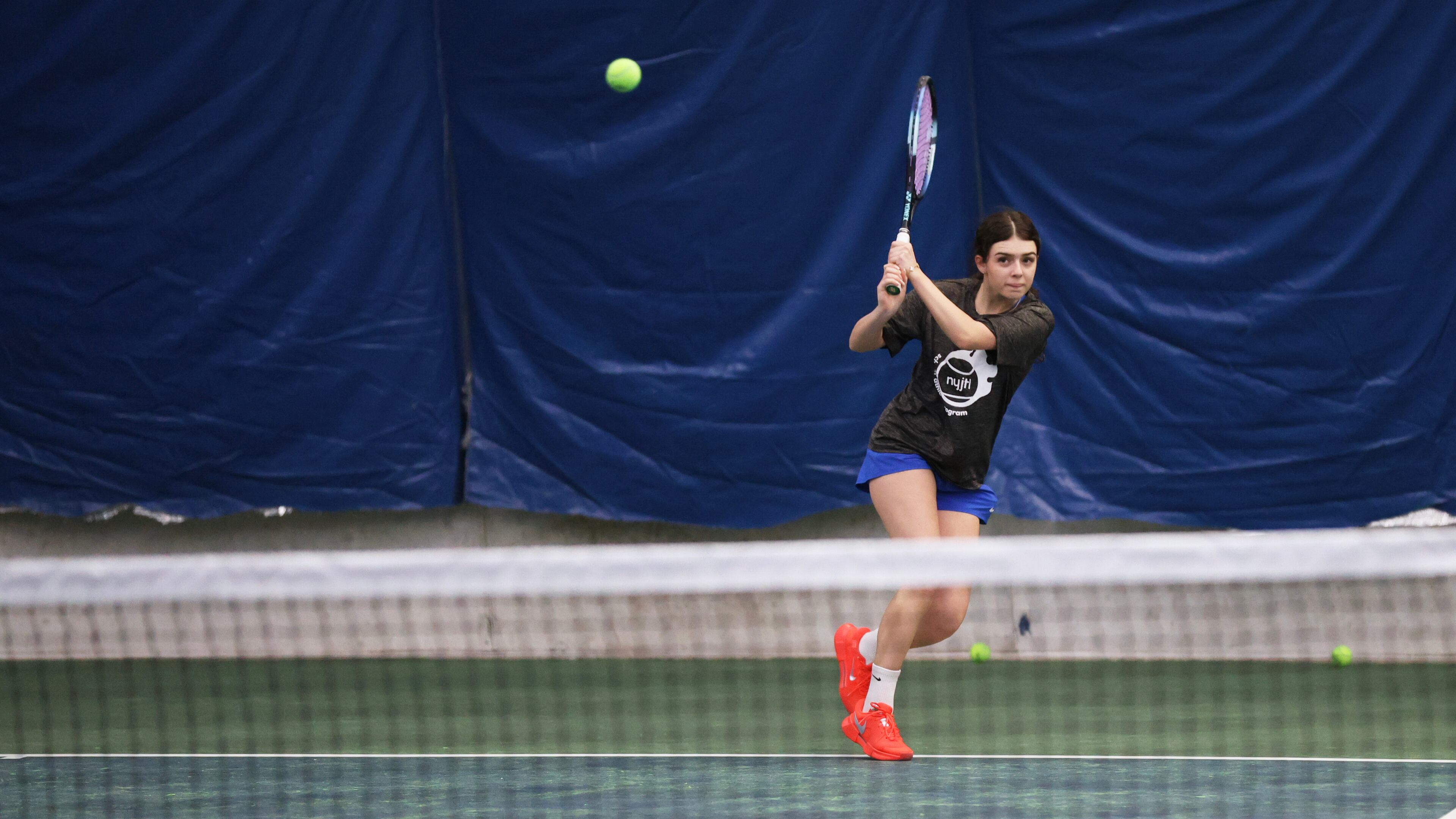 Mariia Vainshtein participates in drills during tennis practice at the Cary Leeds Center for Tennis and Learning in the Bronx borough of New York, Saturday, Jan. 31, 2026. (AP Photo/Heather Khalifa)
