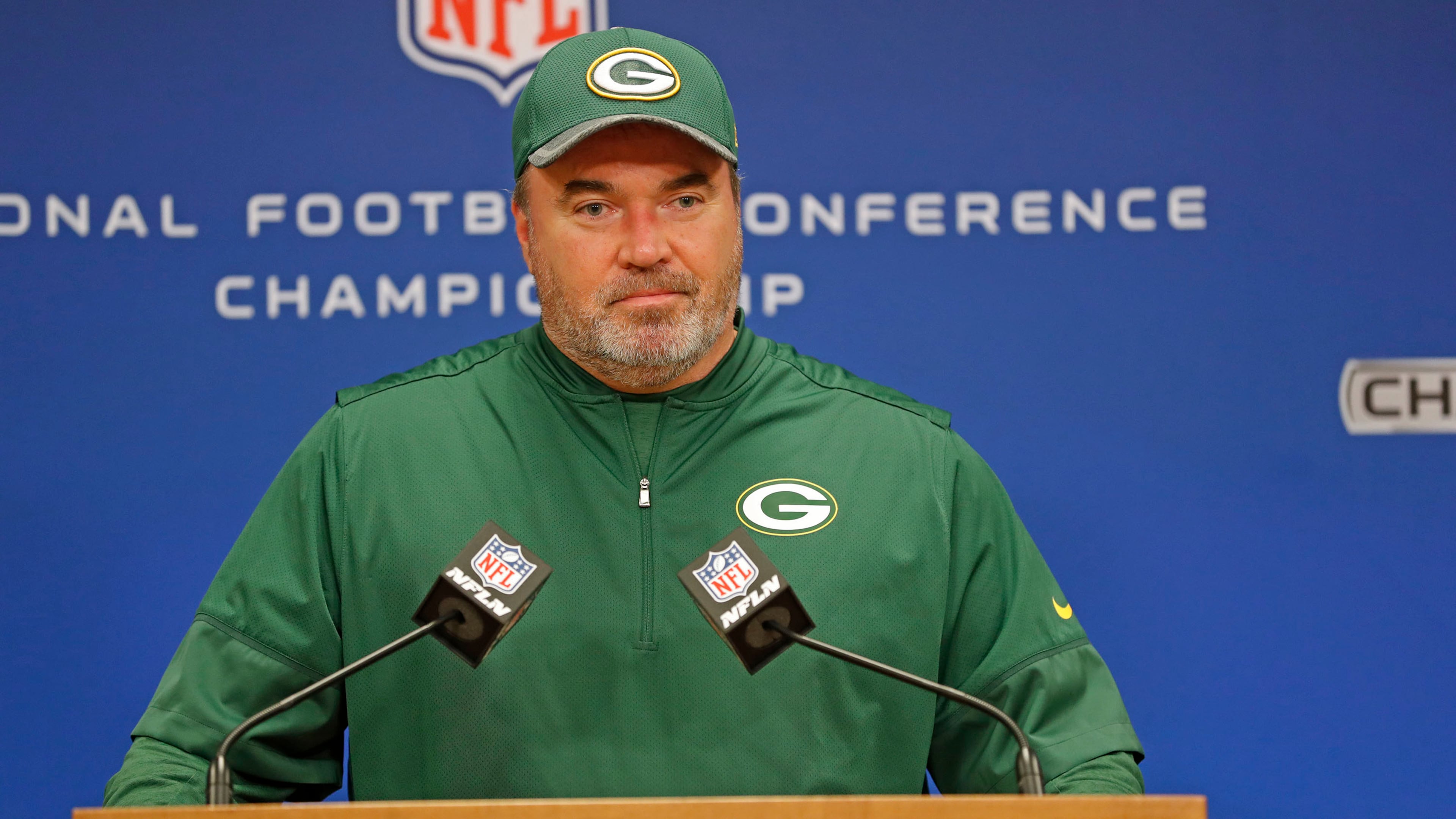 Green Bay Packers head coach Mike McCarthy speaks with the media during a press conference Wednesday Jan. 18, 2017, in Green Bay, Wis.