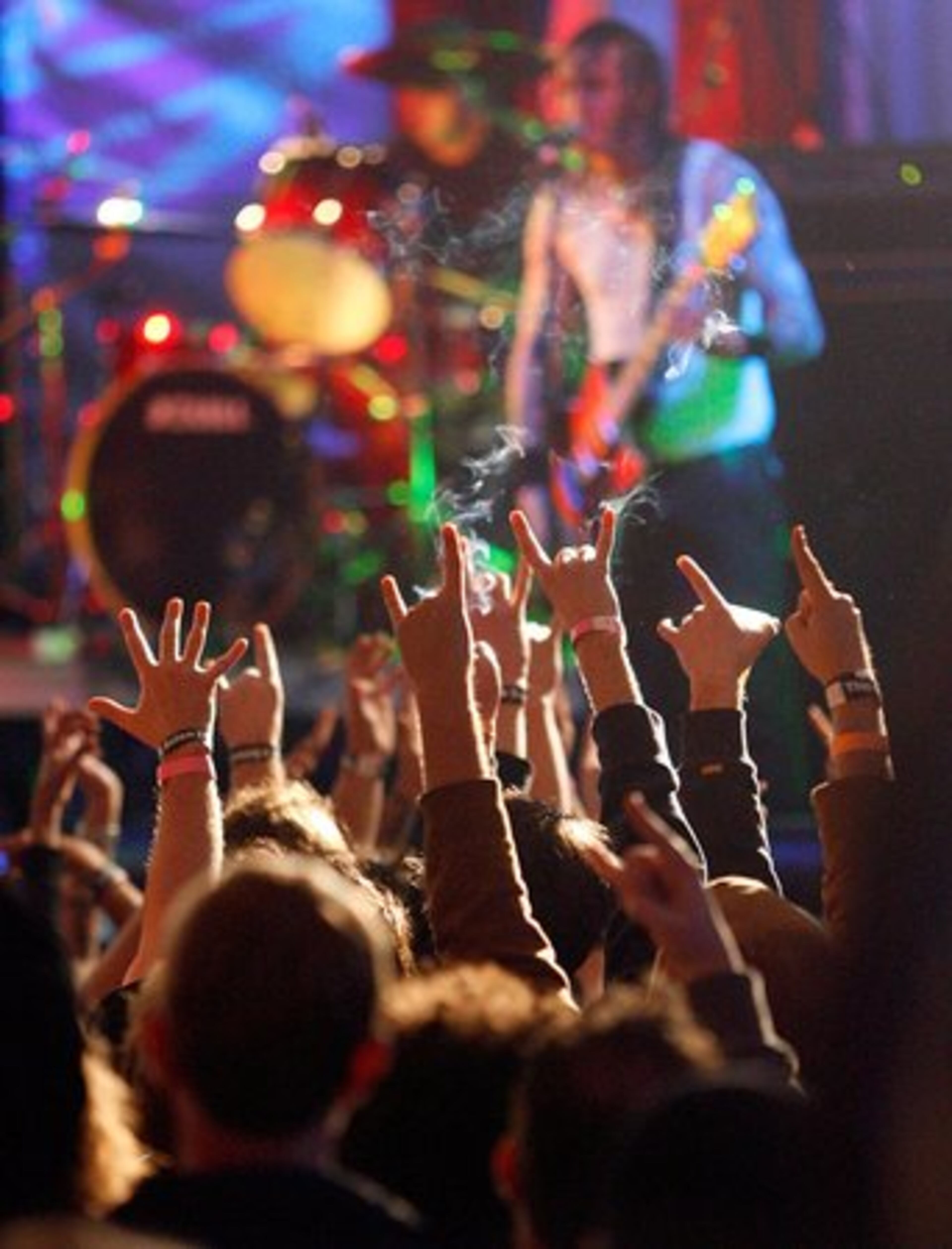 Metal fans descended on the The Masquerade in Atlanta for an all-day concert headlined by Atlanta's own Mastodon. Here, fans salute High On Fire guitarist and singer Matt Pike.