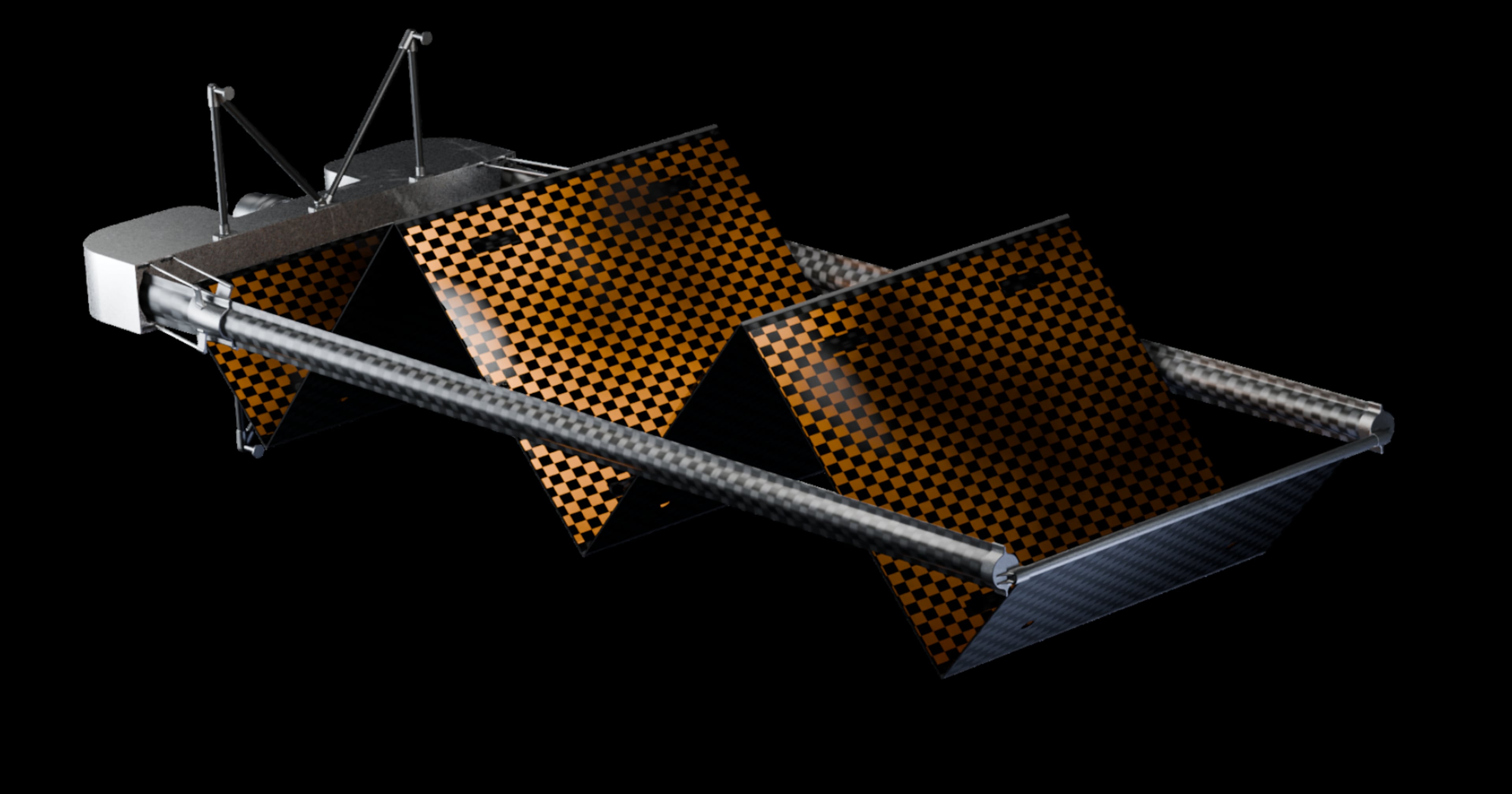 A mock-up of a folded Light Wing, a solar array produced by Marietta-based startup Atomic-6 that can power spacecraft.
(Courtesy of Atomic-6)