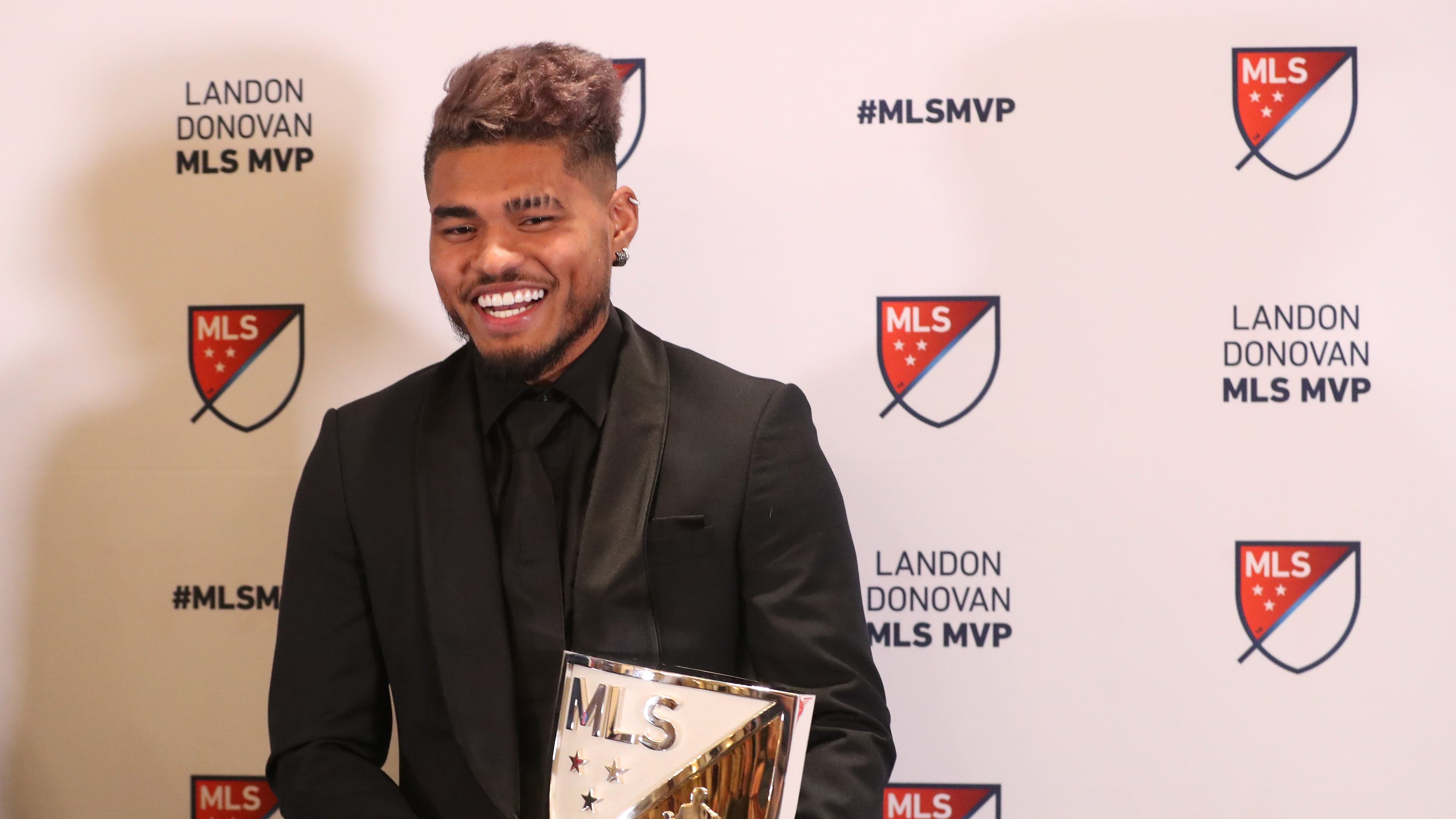 Atlanta United forward Josef Martinez reacts after receiving the MLS MVP at the Arthur M. Blank Family Office Wednesday, December 5, 2018, in Atlanta. (JASON GETZ/SPECIAL TO THE AJC)