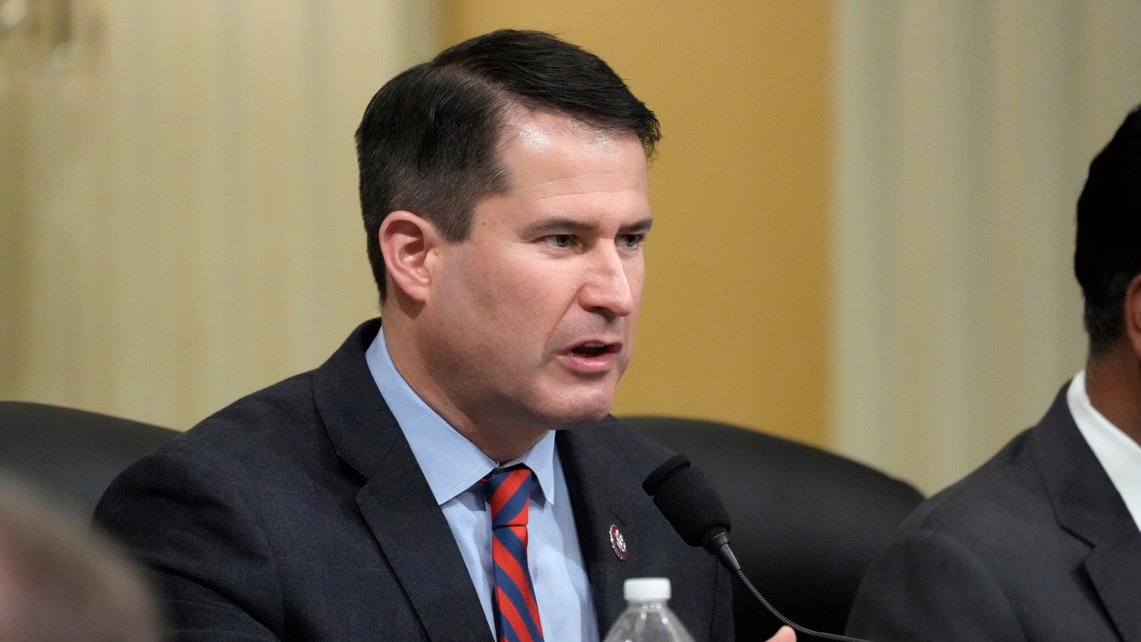 FILE - Rep. Seth Moulton, D-Mass., questions witnesses during a hearing of a special House committee dedicated to countering China, on Capitol Hill, Feb. 28, 2023, in Washington. (AP Photo/Alex Brandon, File)