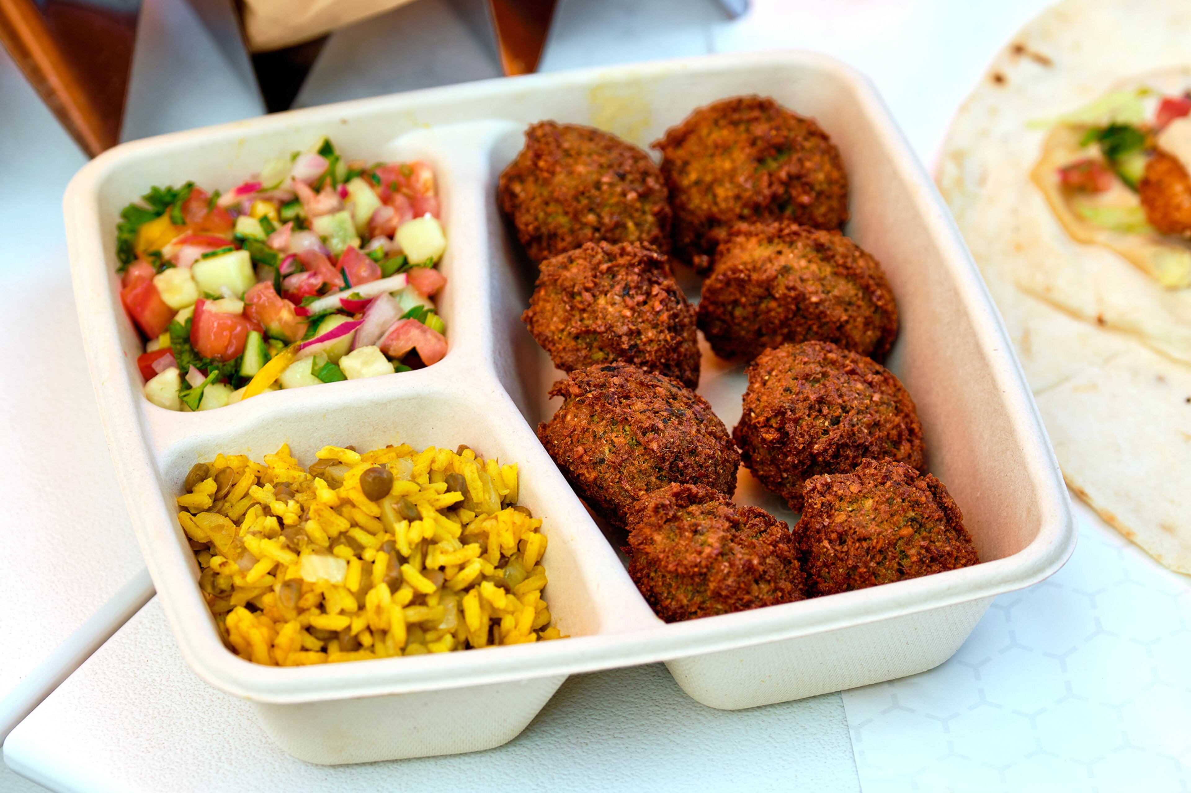 The fried-to-order falafel at SabaRaba's are made of ground chickpeas and traditional spices. Courtesy of Brandon Amato
