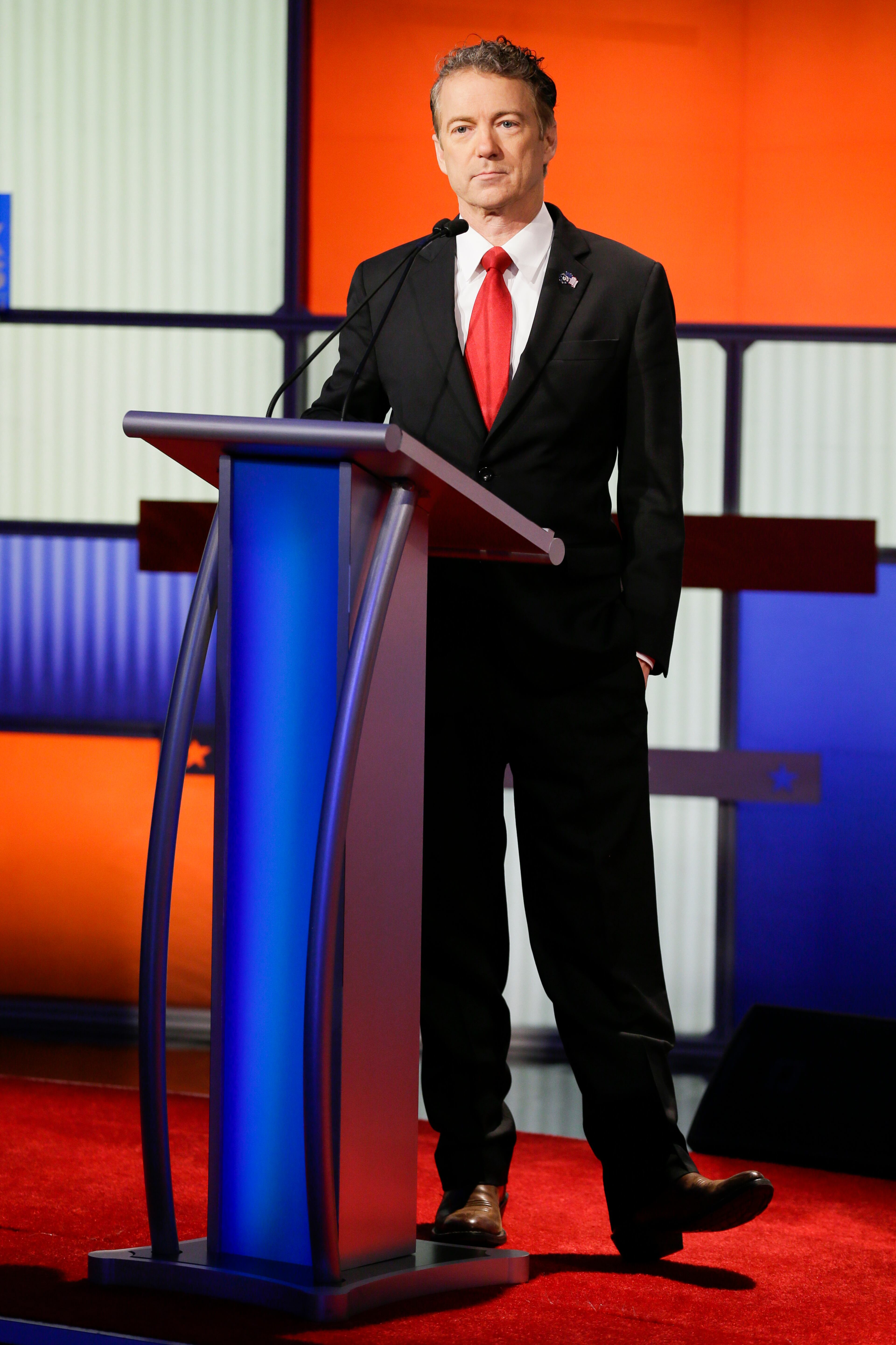 Republican presidential candidate Sen. Rand Paul, R-Ky., waits for the Republican presidential primary debate to begin, Thursday, Jan. 28, 2016, in Des Moines, Iowa. (AP Photo/Charlie Neibergall)