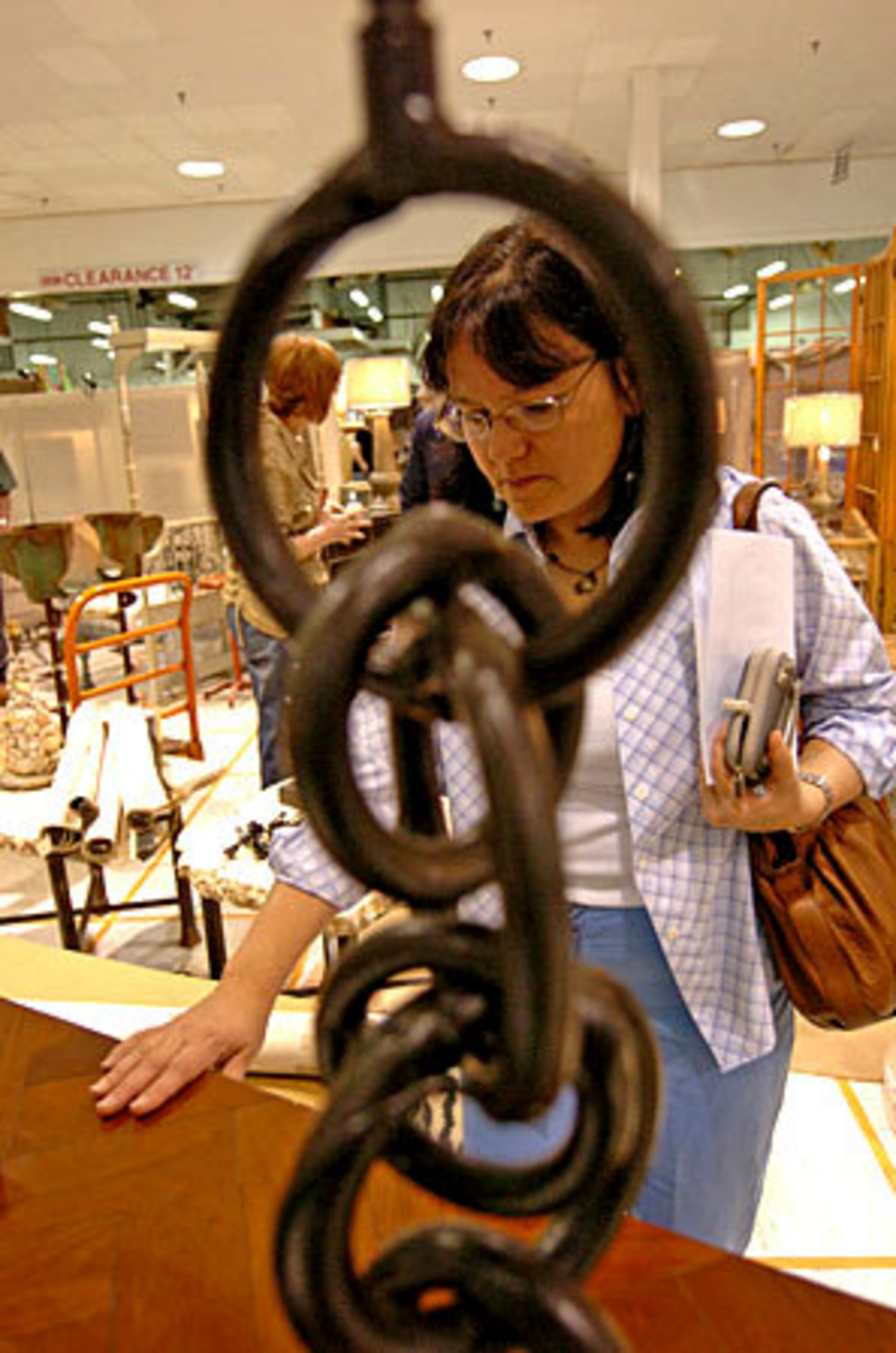 Laura Iarocci, a floral designer, came with Christine Eisner's group to get an overview of containers and objects for event work. The market will be open May 9-11th from 9 a.m. to 6 p.m. Friday and Saturday; and 10 a.m. to 4 p.m. Sunday. There's a $5 parking fee at the gate. Ask for a ticket and you can get in for the entire weekend. For more info: www.scottantiquemarket.com