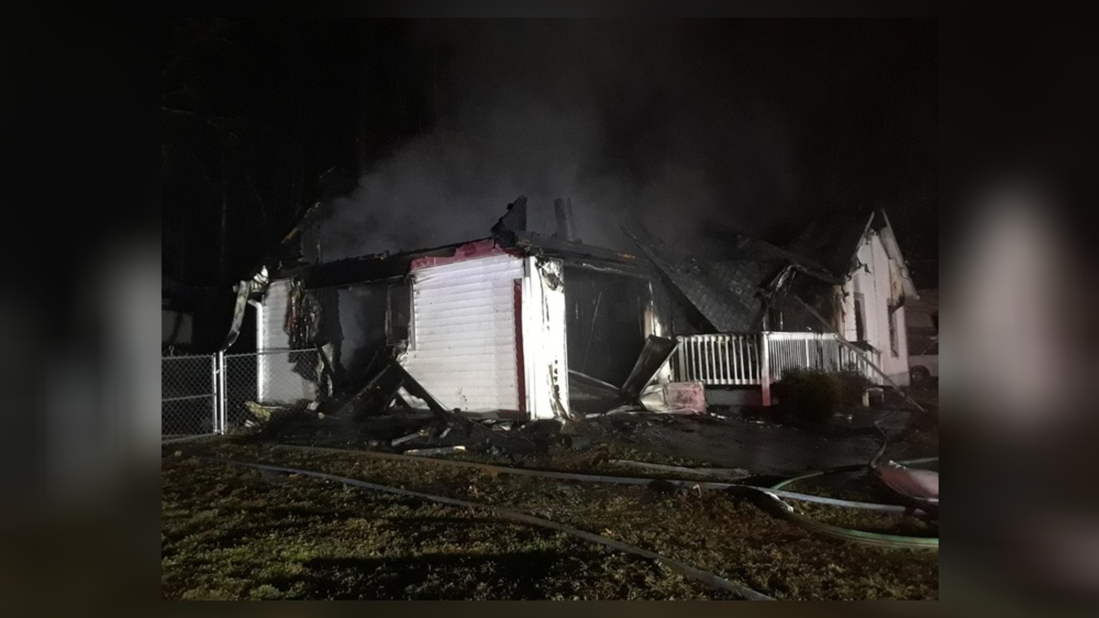 A man was injured in a house fire in unincorporated Lawrenceville after he went inside to save his dog.