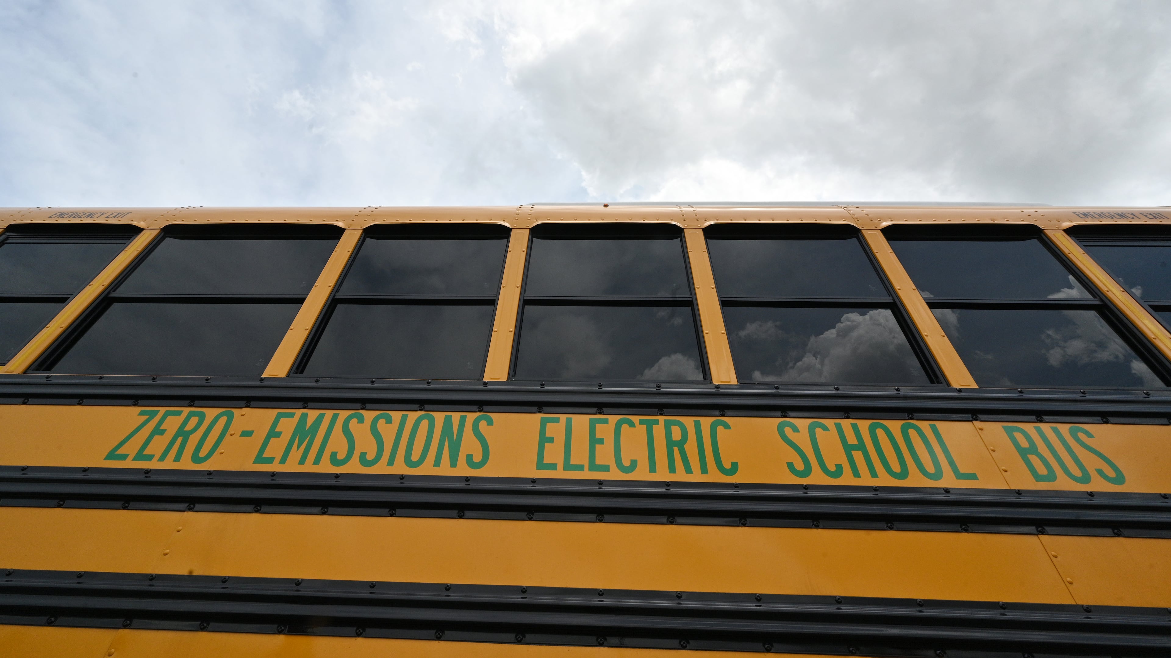 FILE: Electric school bus is displayed at Blue Bird Corporation in Fort Valley on Tuesday, May 4, 2021. (Hyosub Shin / Hyosub.Shin@ajc.com)