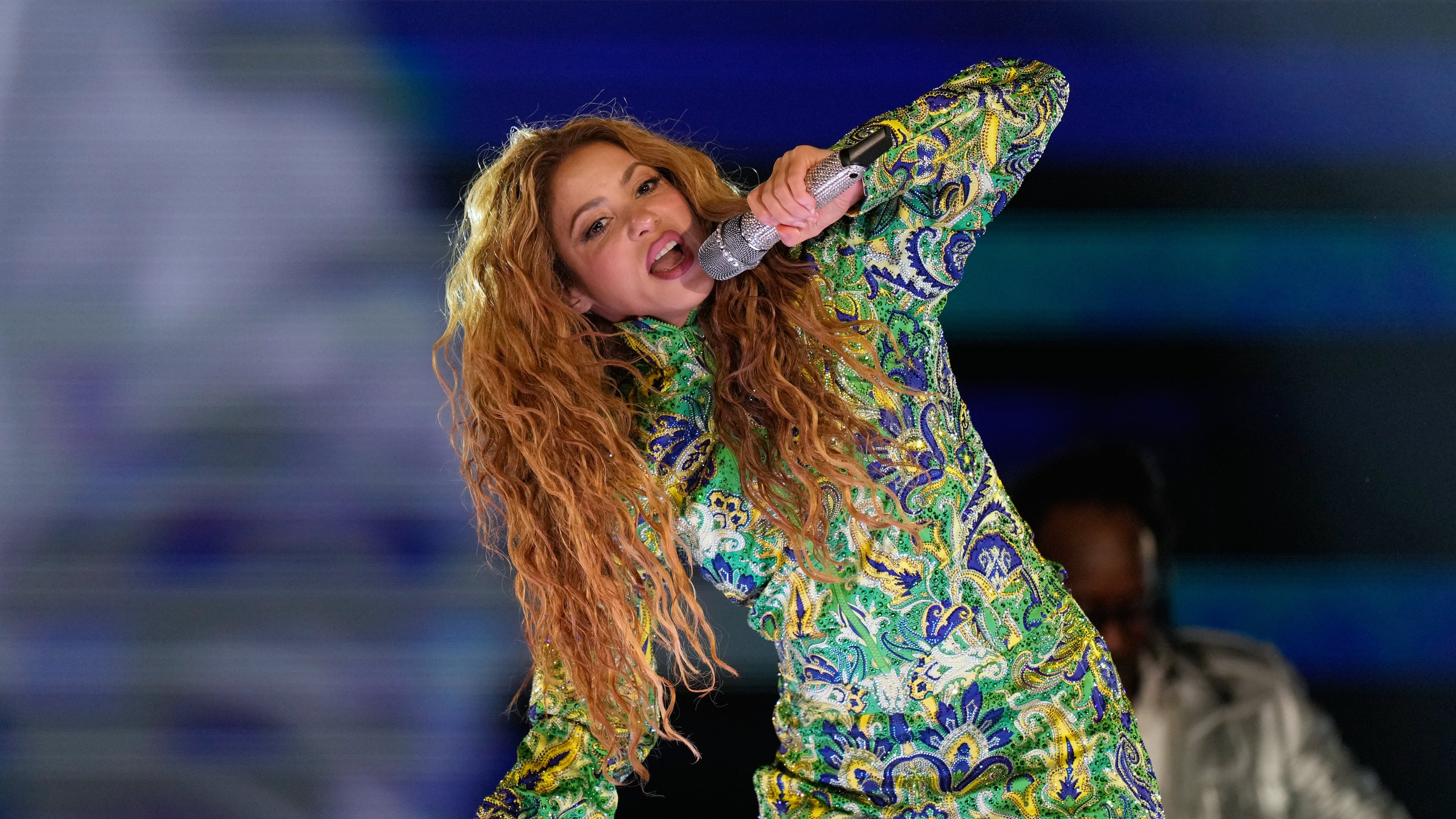 Colombian pop star Shakira performs during her free concert on Copacabana Beach in Rio de Janeiro, Saturday, May 2, 2026. (AP Photo/Silvia Izquierdo)