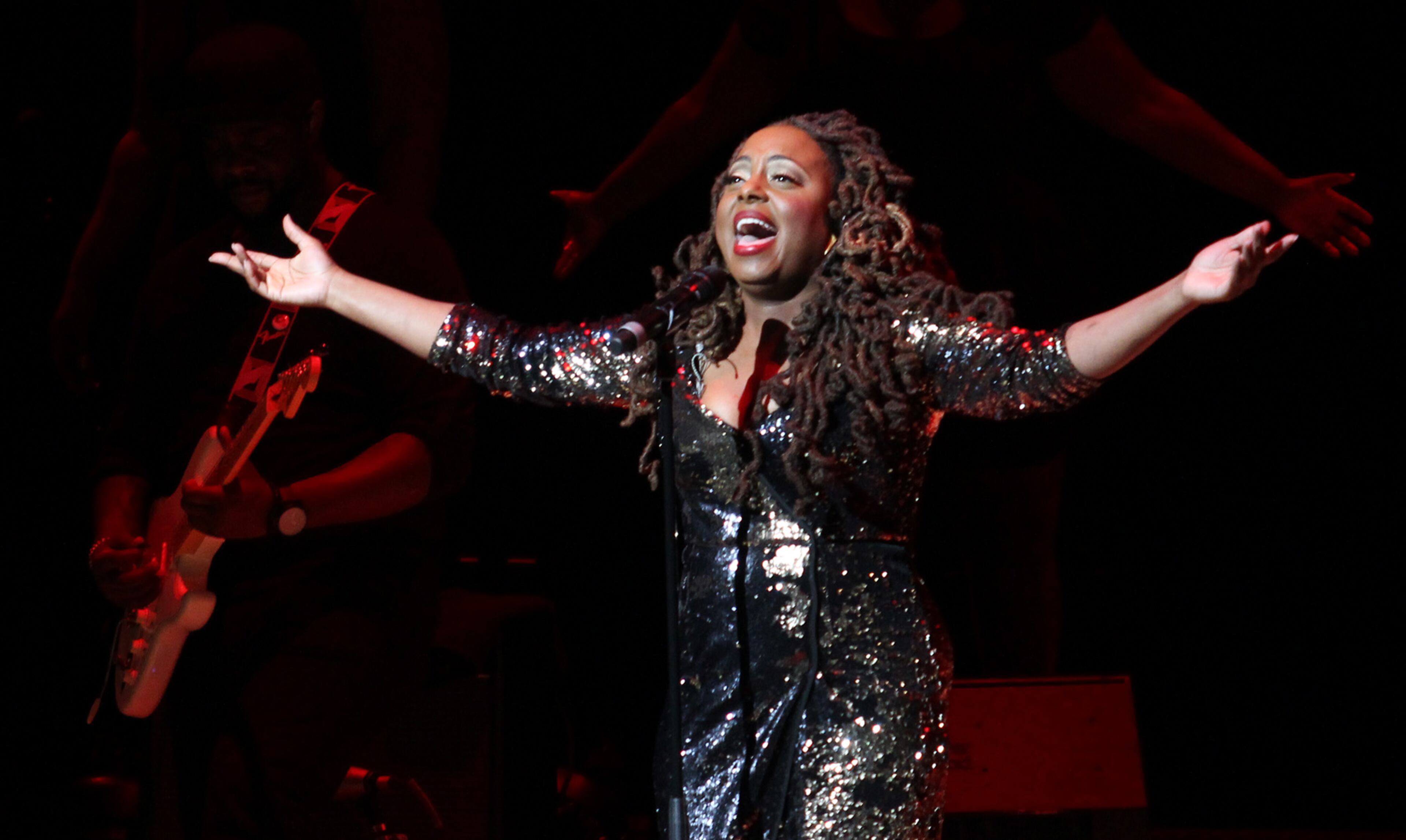 Multi-Grammy nominated soul singer Ledisi performing before a sold out audience at the Atlanta Symphony Hall. (Akili-Casundria Ramsess/Special to the AJC)
