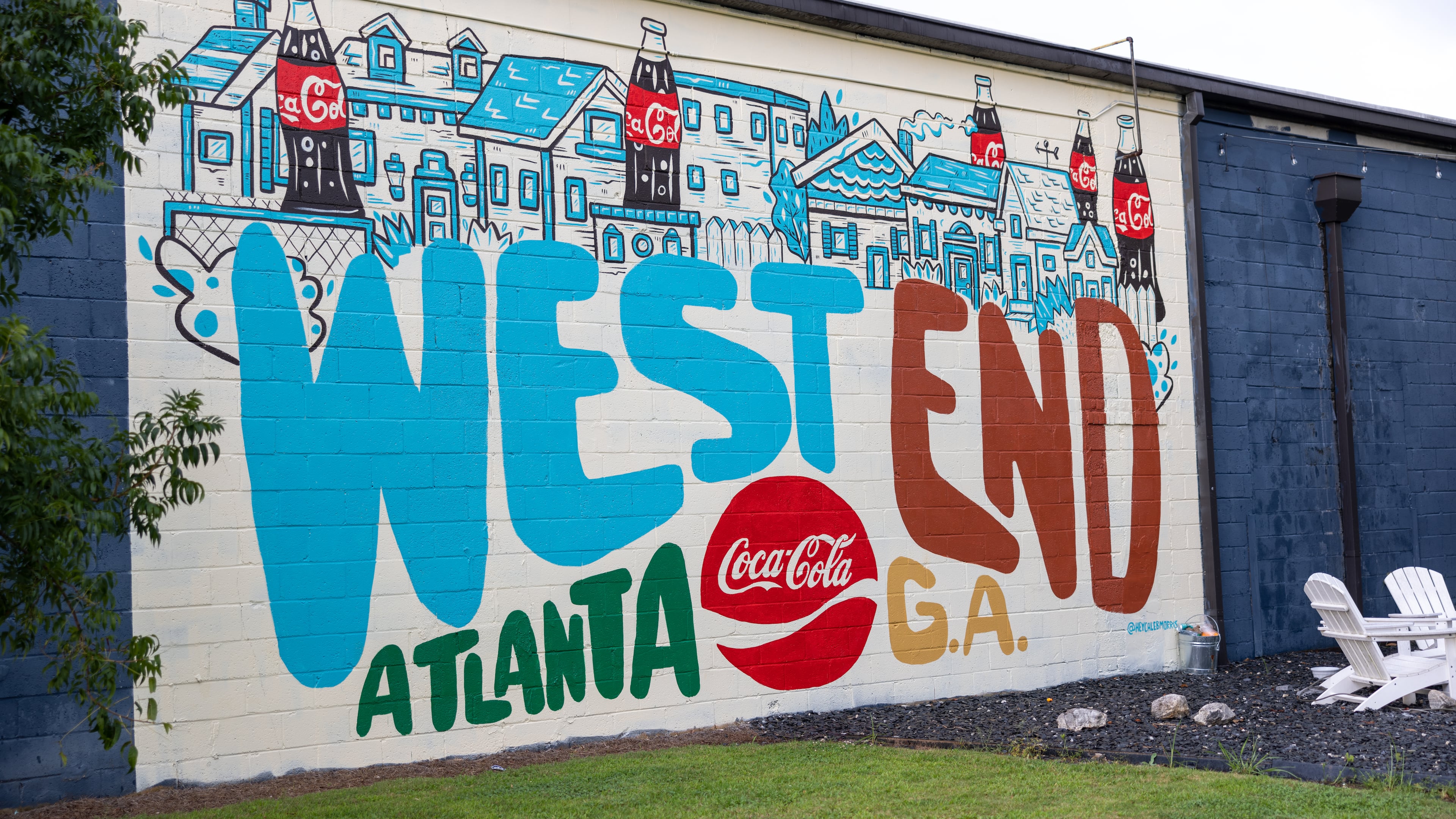 West End Mural at Wild Heaven Beer Sign in West End Lee & White on August 21, 2022