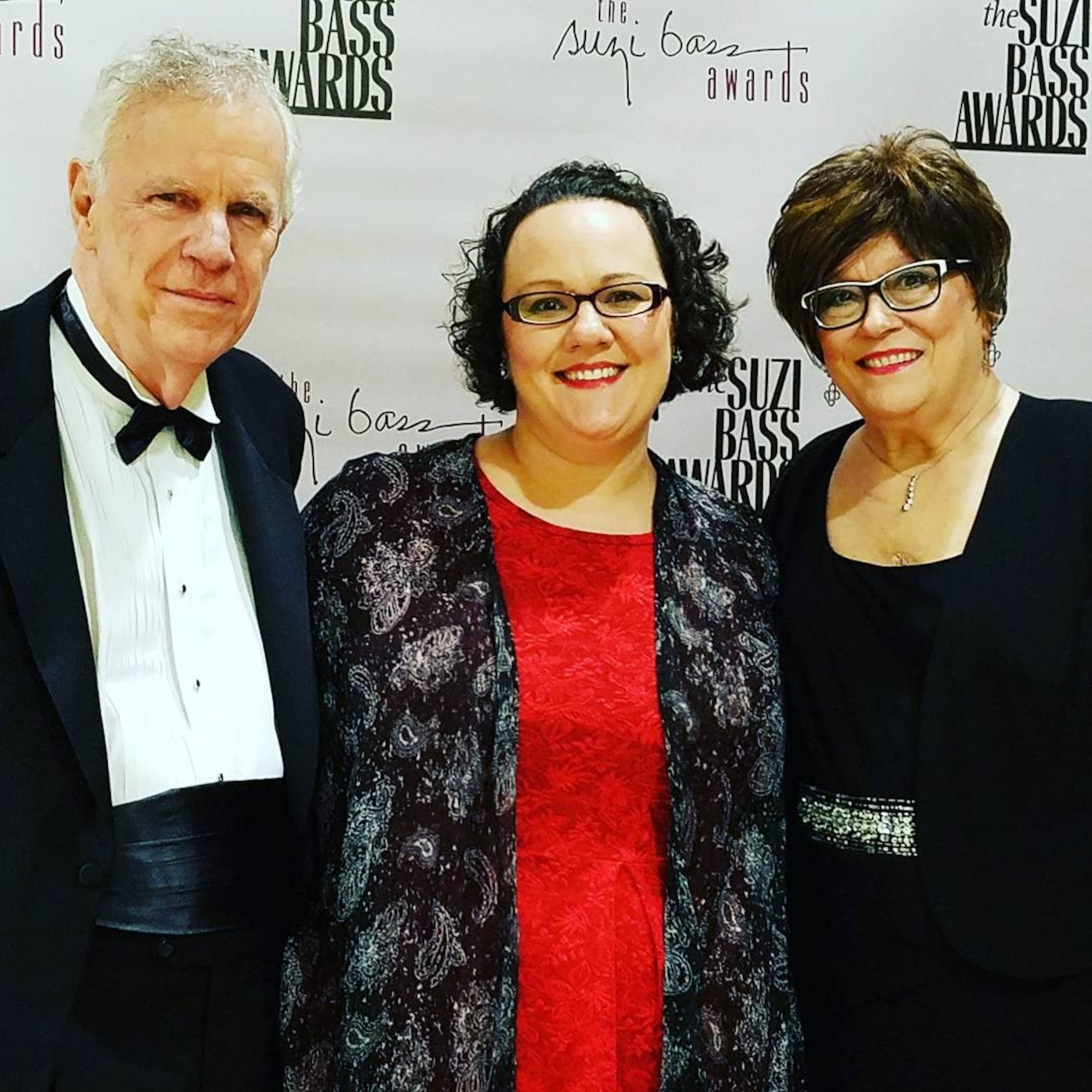 Bob and Anita Farley (right) were honored with a Lifetime Achievement Award at the 2017 Suzi Bass Awards. Their daughter Laurel Farley Crowe, who took over as interim artistic director in 2024, proudly stands between her parents. (Courtesy of Laurel Farley Crowe)