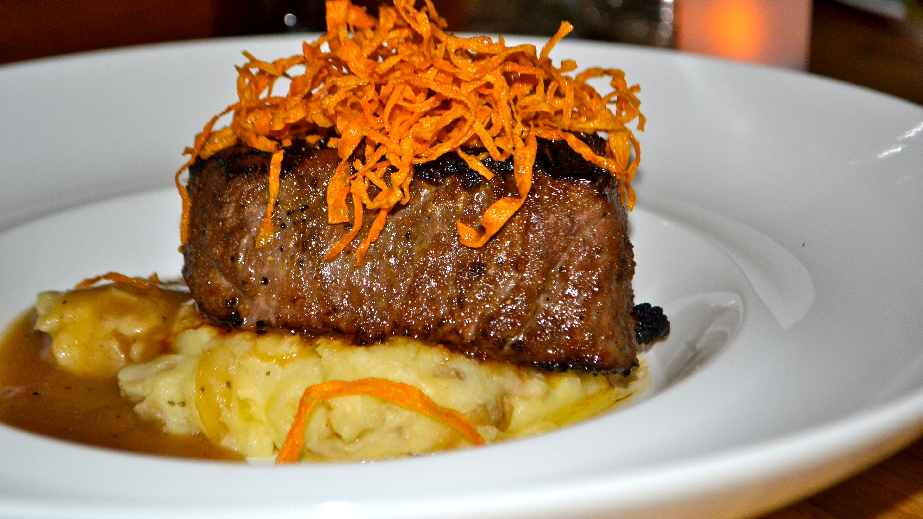 beef tenderloin with sweet potato nettle