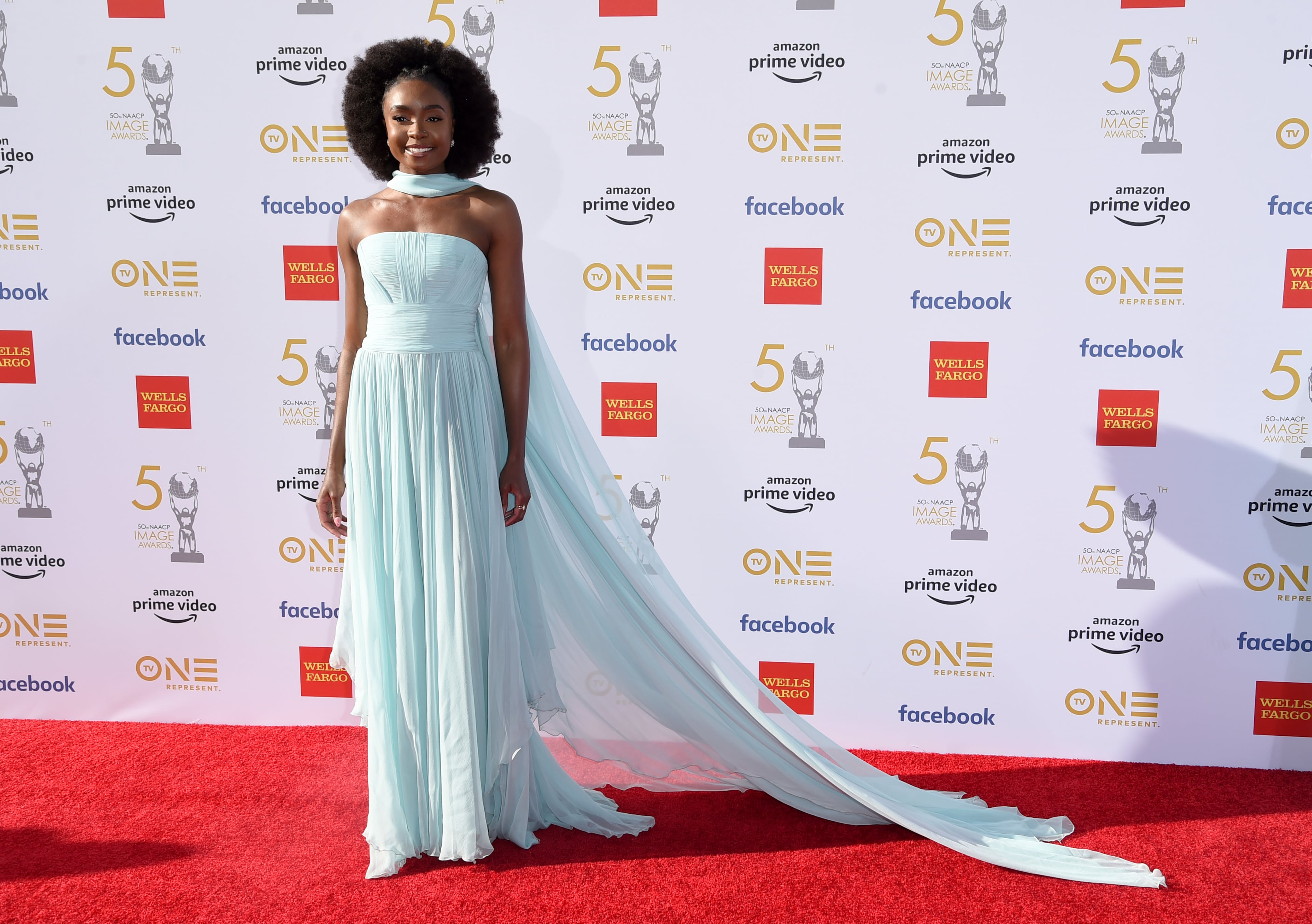 Kiki Layne arrives at the 50th annual NAACP Image Awards on Saturday, March 30, 2019, at the Dolby Theatre in Los Angeles. (Photo by Richard Shotwell/Invision/AP)