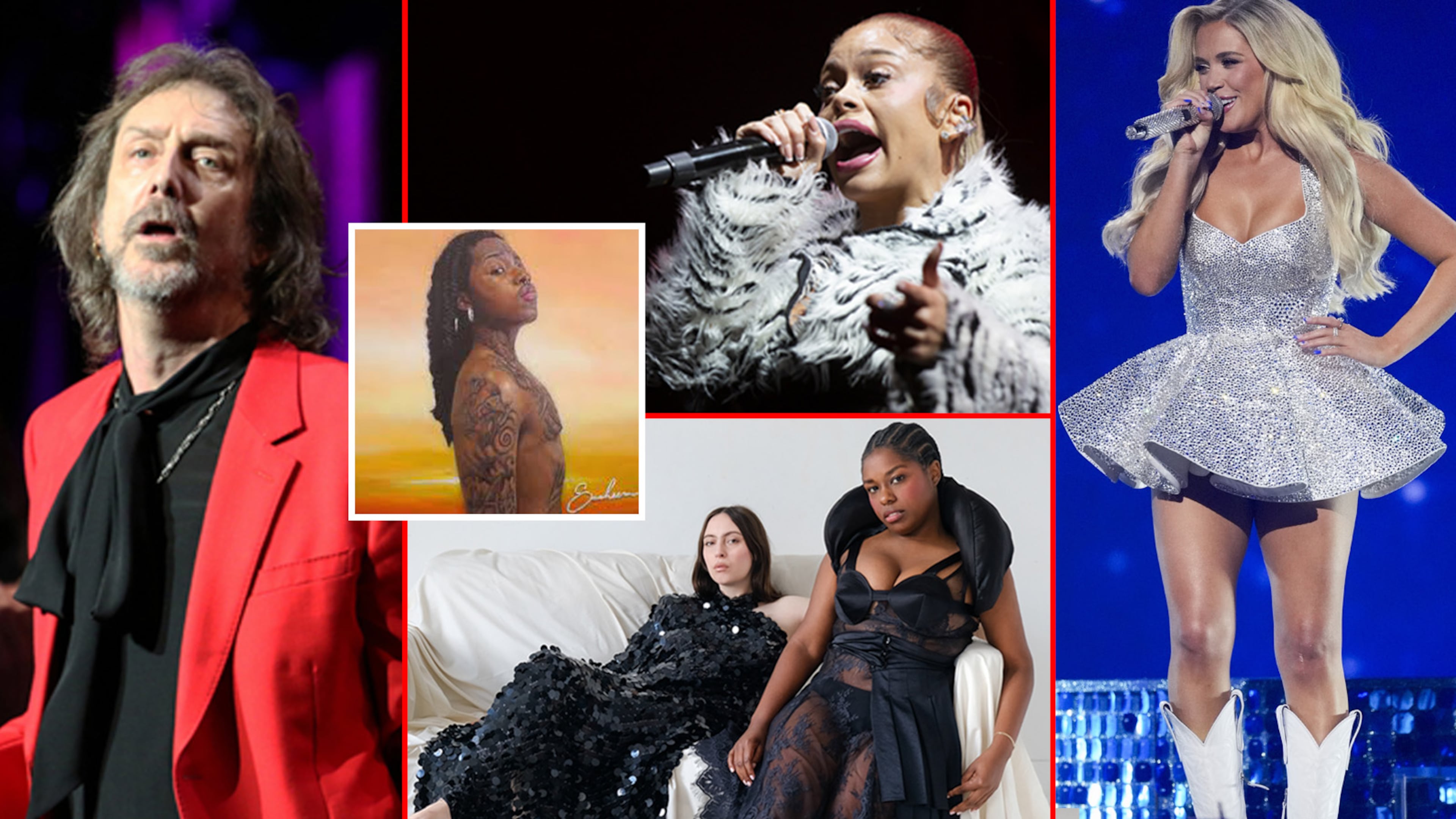 The best albums by Georgia artists in 2024 include SahBabii's "Saaheem" (center). Other artists on the list include (clockwise from left): The Black Crowes, Latto, Megan Moroney and Coco & Clair Clair. (Credits, in same order: Silas Onoja; Robb Cohen/ For the AJC; Ryan Fleisher/For the AJC; George Walker IV/AP; Claire Toothill)