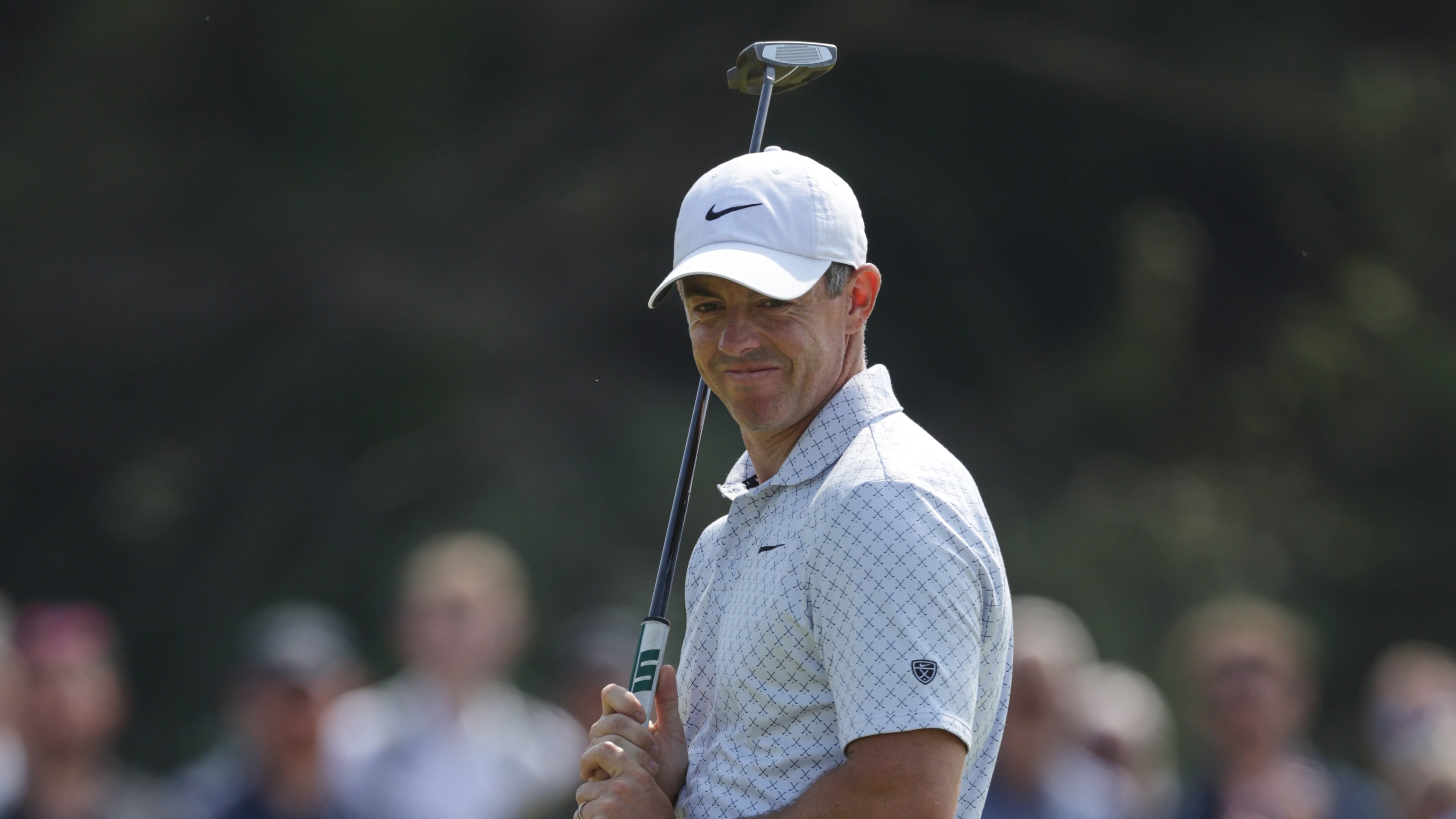 Rory McIlroy of Northern Ireland reacts on the 4th green after putting during the second day of the British Open Golf championships at Royal Birkdale golf club, in Southport, England, Friday, July 17, 2026. (AP Photo/Peter Morrison)