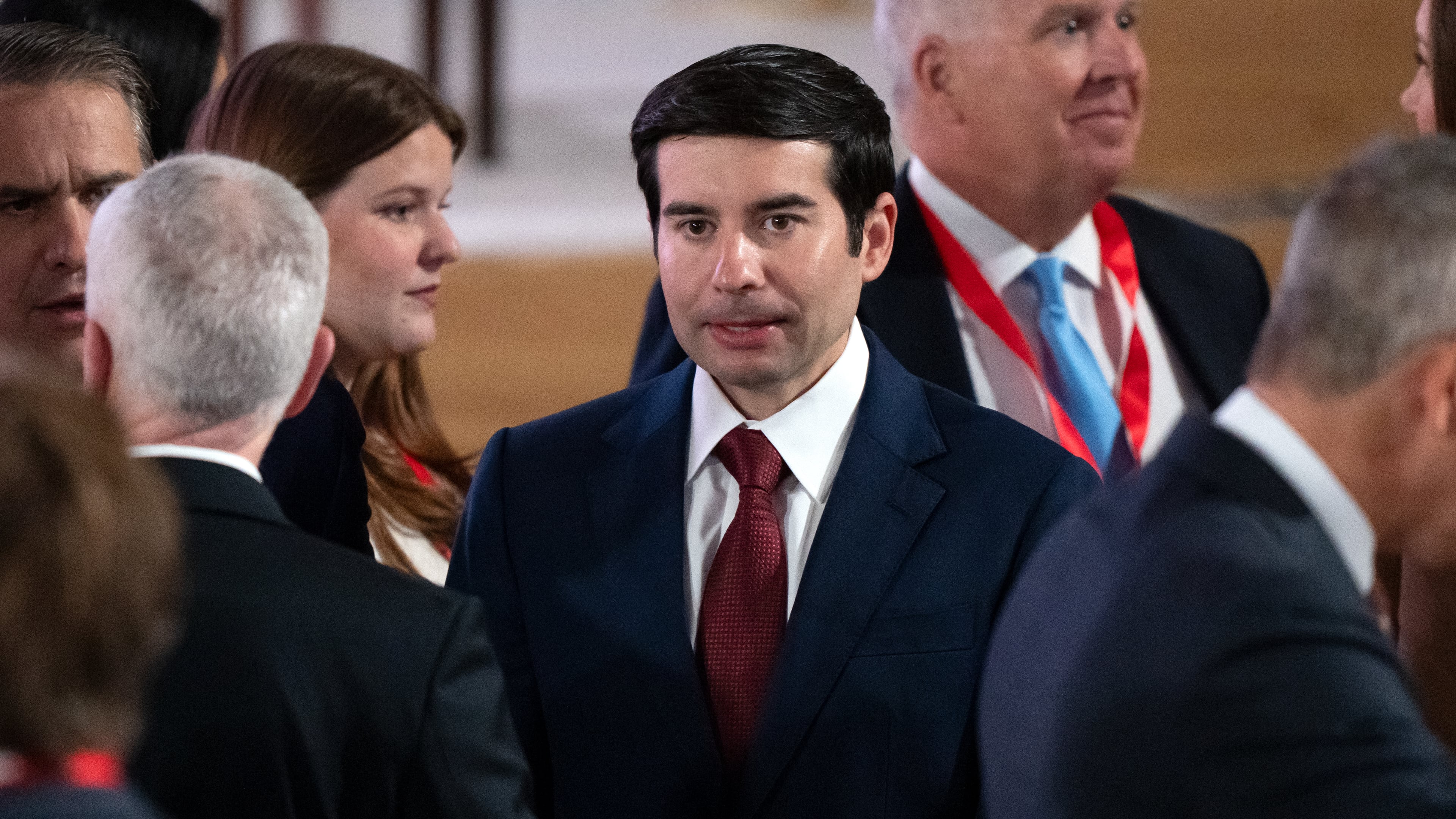 Acting Secretary of Labor Keith Sonderling arrives before an event to mark the launch of the America.gov website, Tuesday, Sept. 29, 2026, in Washington. (AP Photo/Mark Schiefelbein)