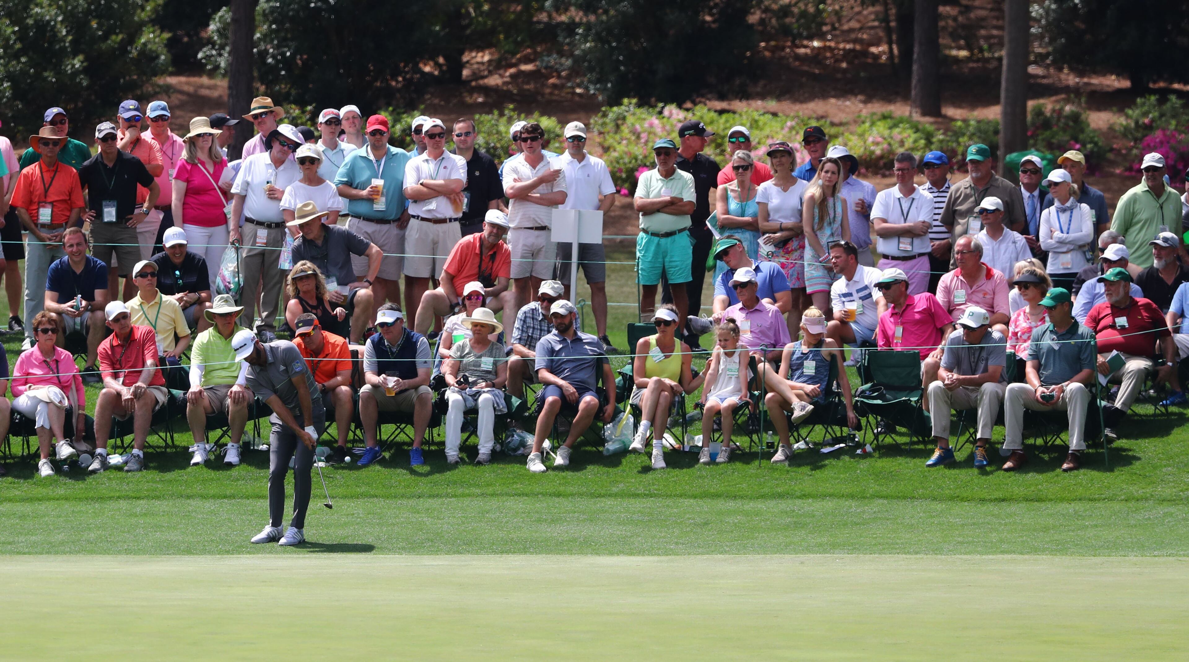 April 11, 2019 - Augusta - Zach Johnson chips to the green on four during the first round of the Masters Tournament Thursday, April 11, 2019, at Augusta National Golf Club in Augusta. Curtis Compton / ccompton@ajc.com