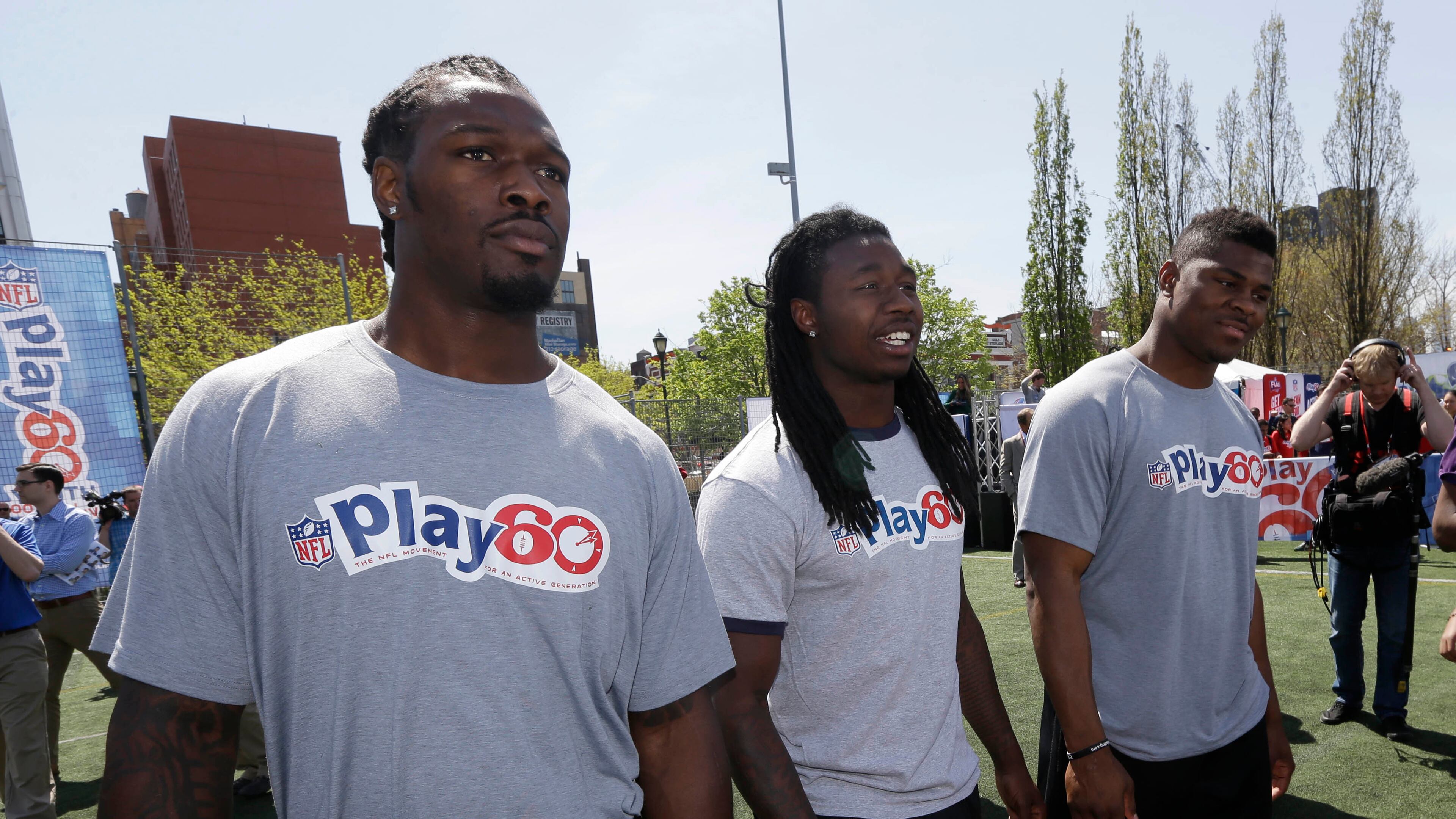 South Carolina's Jadeveon Clowney, left, Clemson's Sammy Watkins, center, and Buffalo's Khalil Mack participate in an NFL event in New York, Wednesday, May 7, 2014. The event was to promote Play 60, an NFL program which encourages kids to be active for a healthy life. (AP Photo/Seth Wenig) Jadeveon Clowney , left, Sammy Watkins, center, and Khalil Mack may be the top three players drafted tonight. (AP photo)