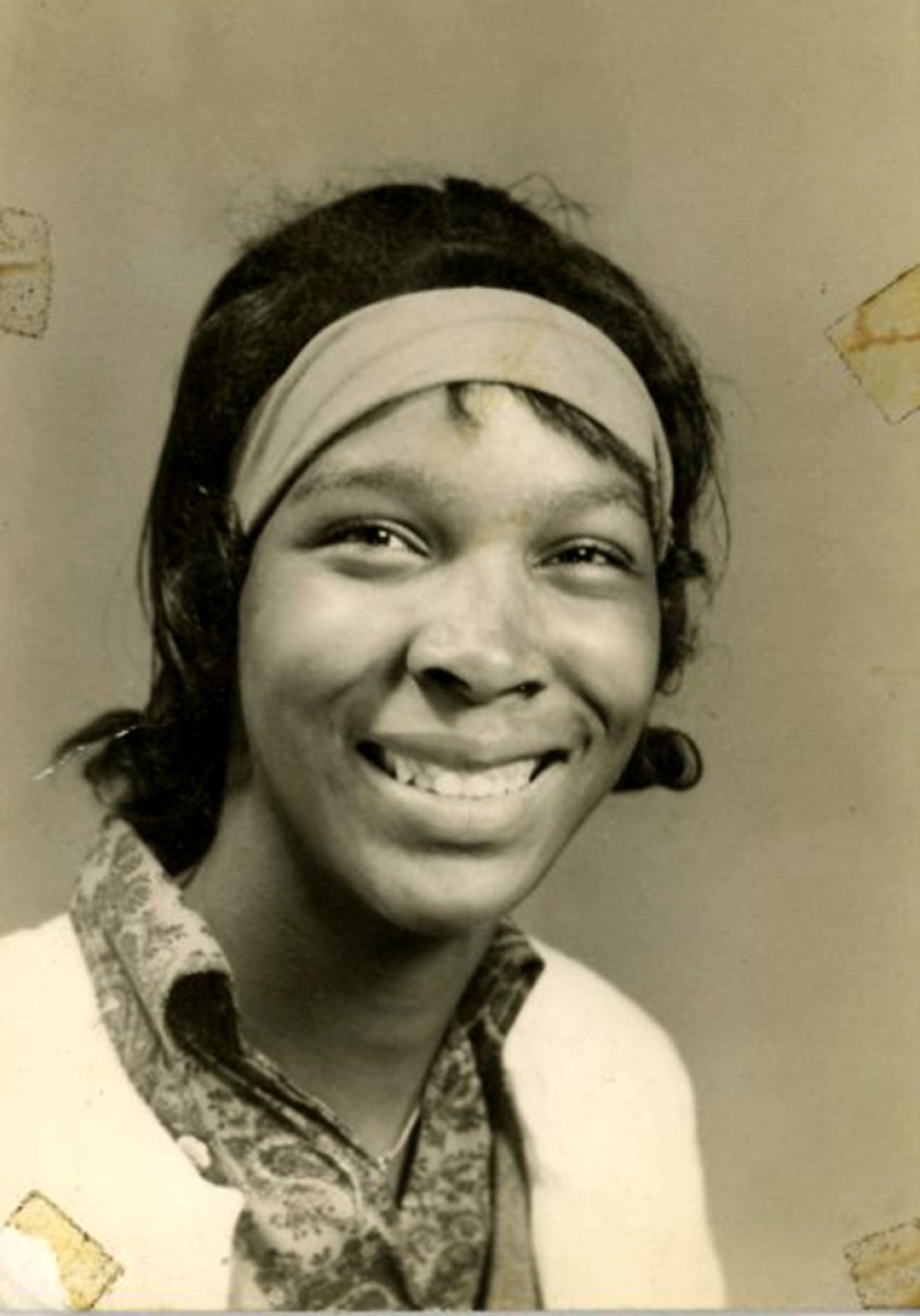 Pecou's mother, Betty Ann Ridges Pecou, age 17 or 18, from a 1966 yearbook photo.
