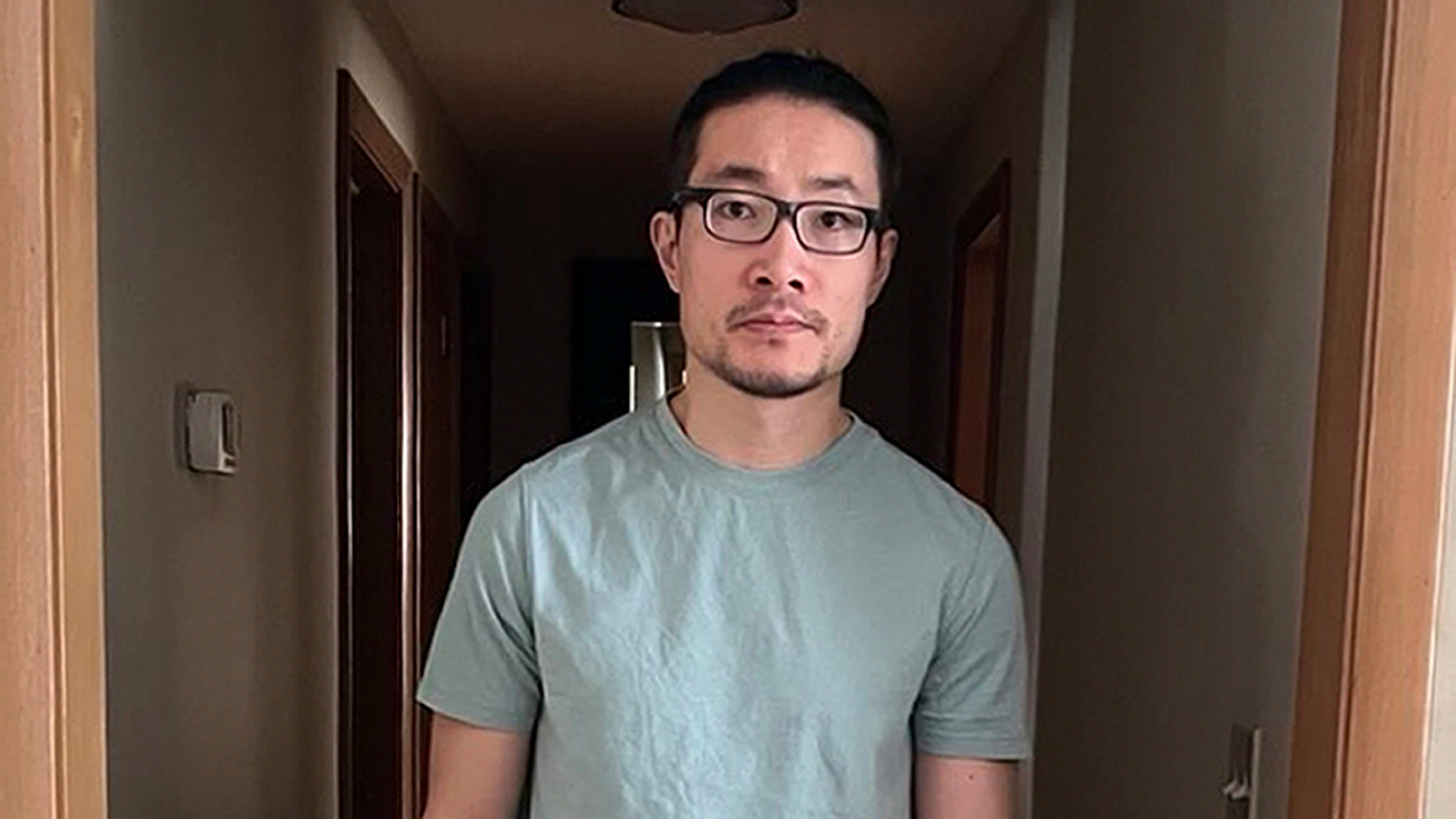 Chinese national Guan Heng, 38, shown, Wednesday, Feb. 4, 2025 in Binghamton, New York, has been released from federal detention, nearly one week after an immigration court granted him asylum because the court ruled the man had a well-founded fear of persecution if sent back to China after exposing human rights abuses there. (AP Photo/Luo Yun)