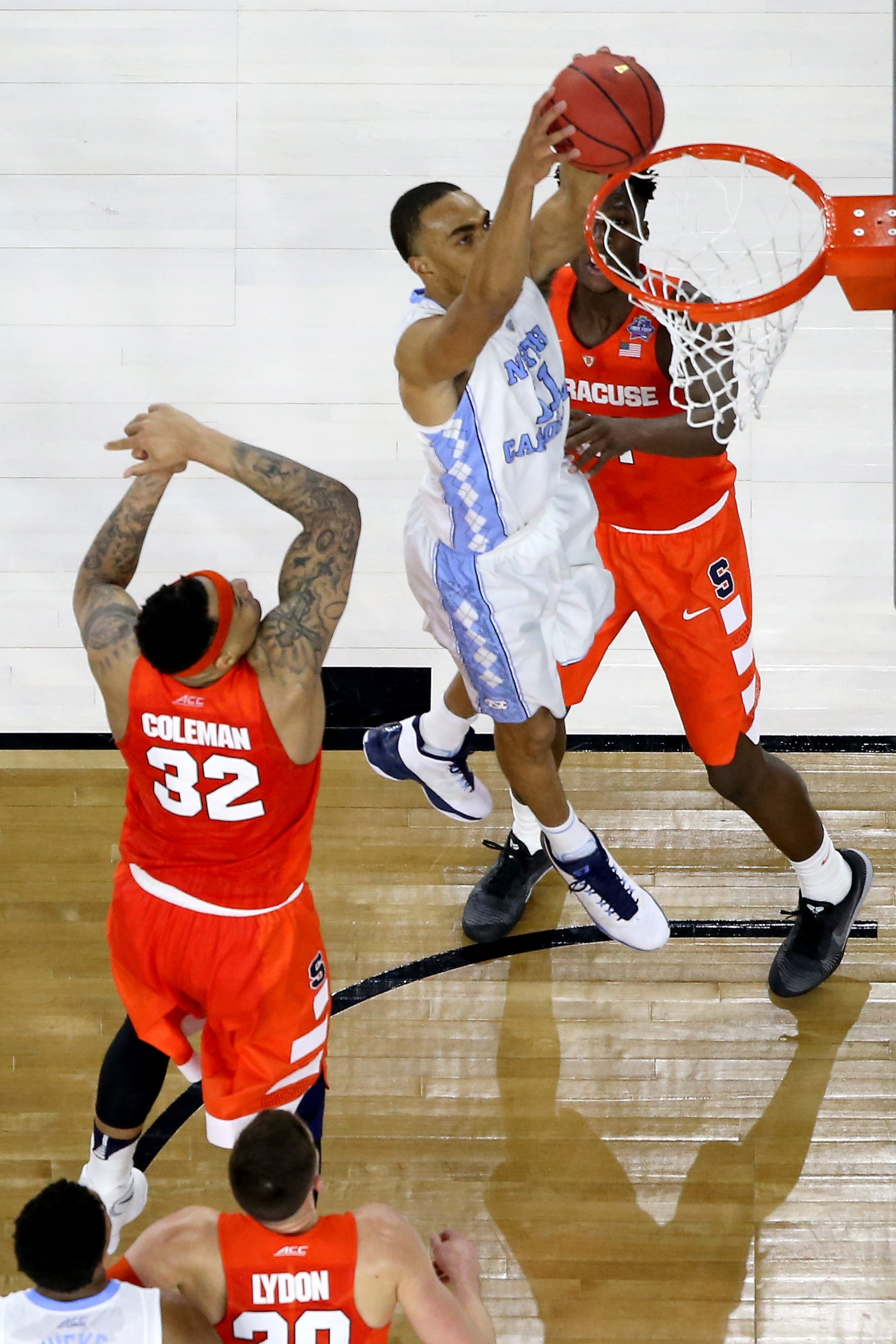 HOUSTON, TEXAS - APRIL 02: Brice Johnson #11 of the North Carolina Tar Heels dunks the ball in the first half against the Syracuse Orange during the NCAA Men's Final Four Semifinal at NRG Stadium on April 2, 2016 in Houston, Texas. (Photo by Streeter Lecka/Getty Images)