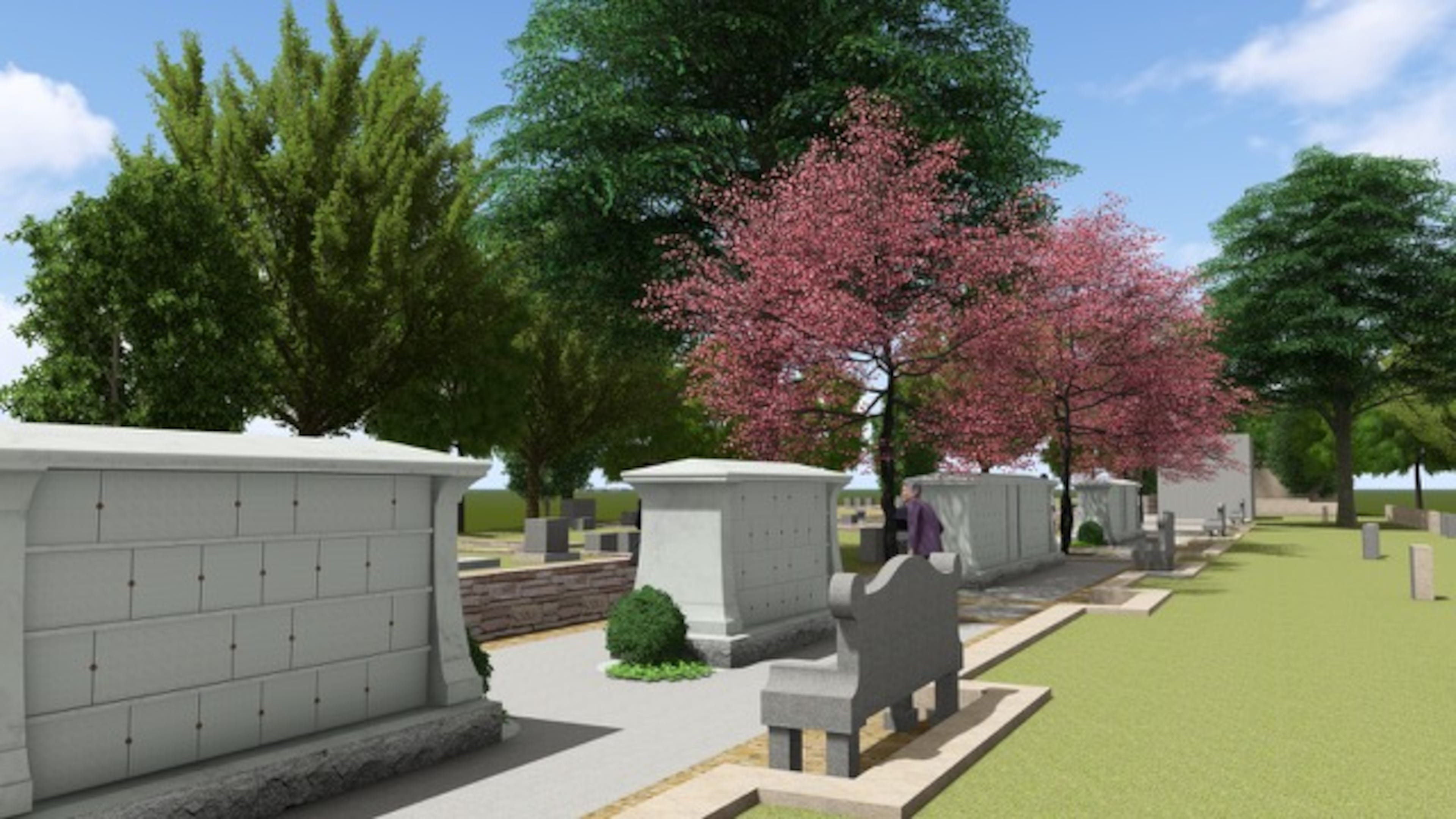 A rendering of the columbarium memorial that is estimated to be completed by next summer or fall in the southeast part of Oakland Cemetery, officials said. (Courtesy of Historic Oakland Foundation)