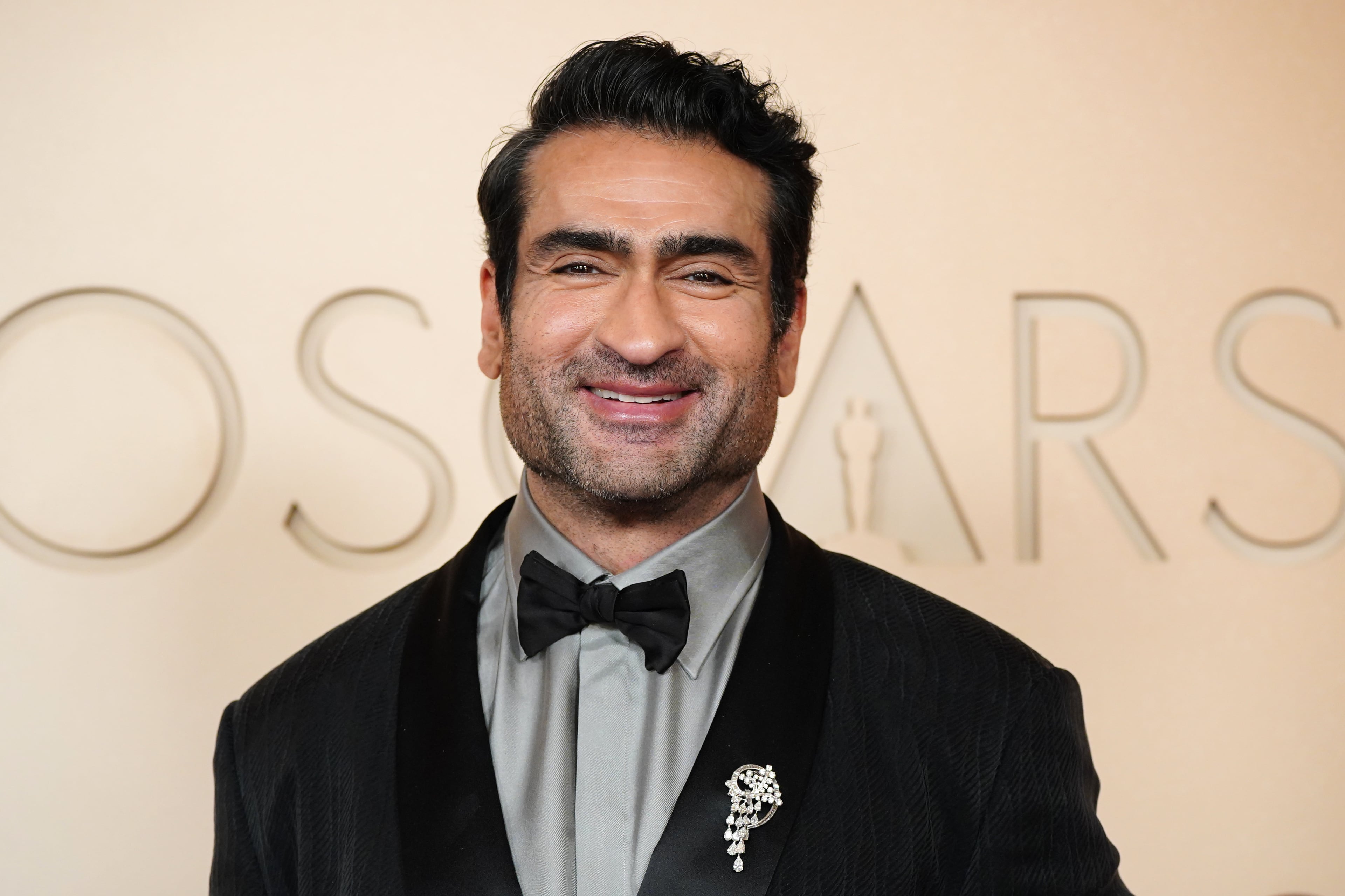 Kumail Nanjiani arrives at the Oscars on March 15, 2026, at the Dolby Theatre in Los Angeles. (Jordan Strauss/Invision/AP)