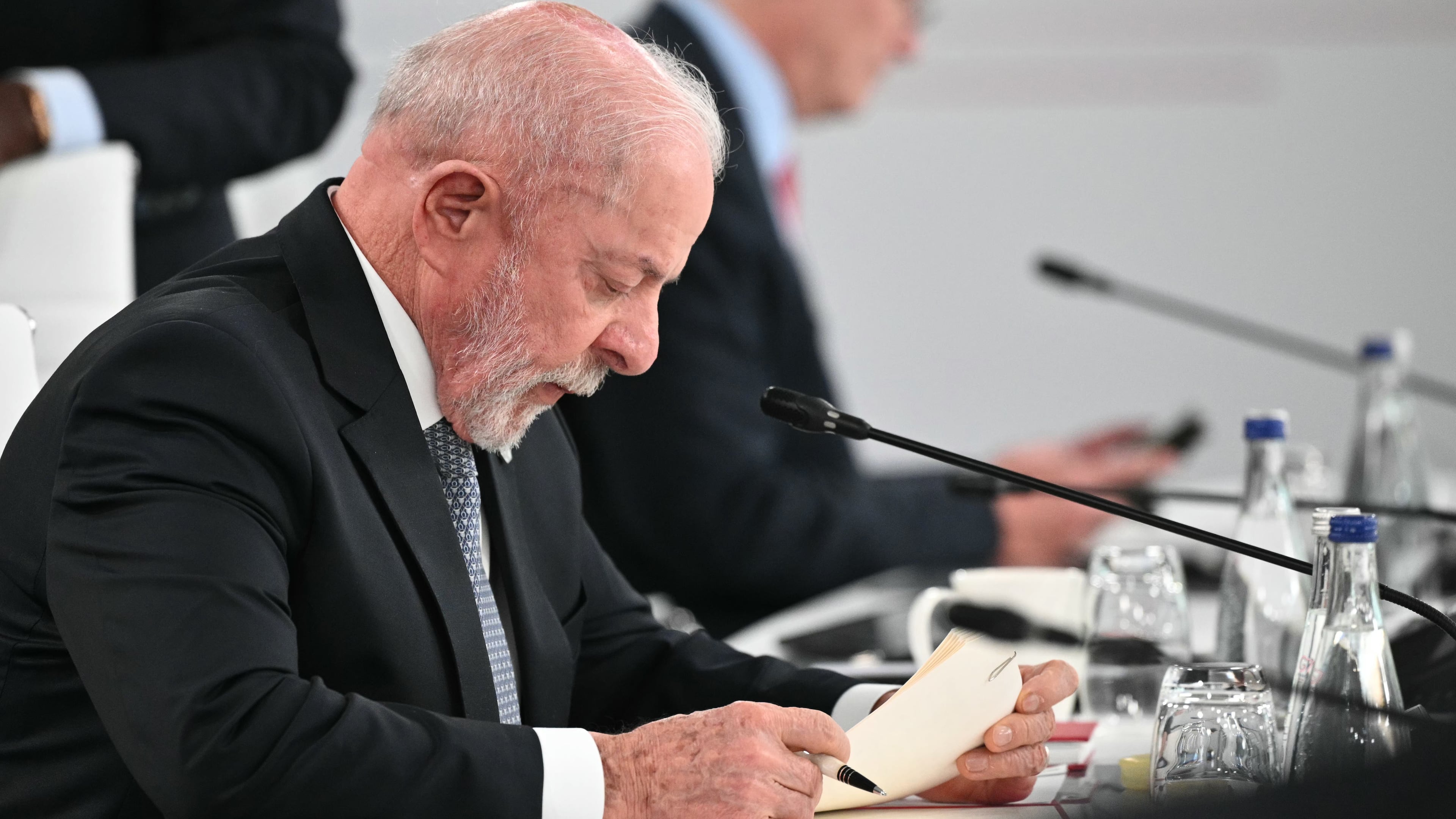 Brazil's President Luiz Inacio Lula da Silva attends a working session at the G7 summit, in Evian-les-Bains, France, Wednesday, June 17, 2026. (Mandel Ngan/Pool Photo via AP)
