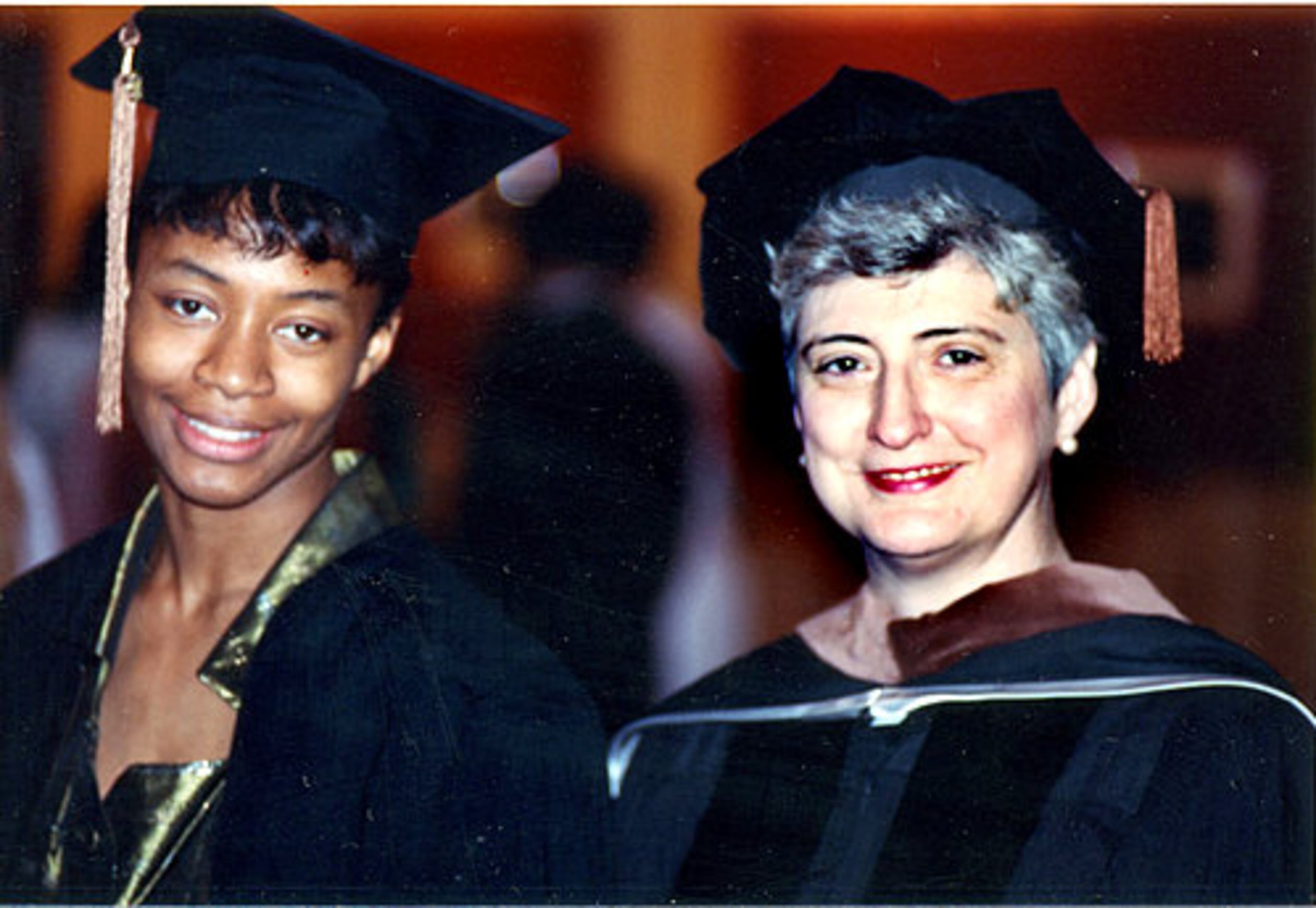 Kara Walker at graduation day for Atlanta College of Art 1991 with former president Ofelia Garcia.