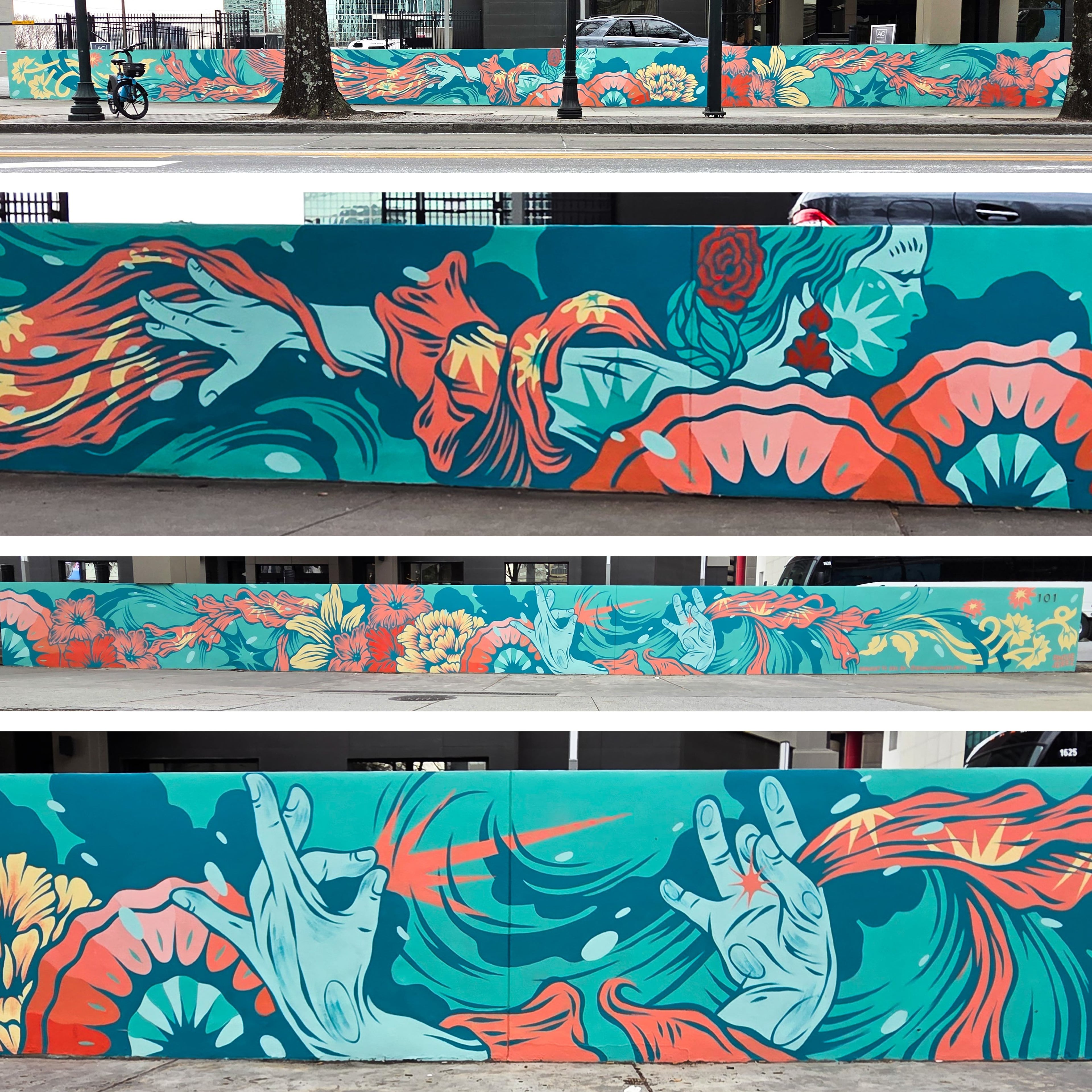 Composite photos of Angie Jerez's flamenco dance-themed mural. (Courtesy of Arthur Rudick)