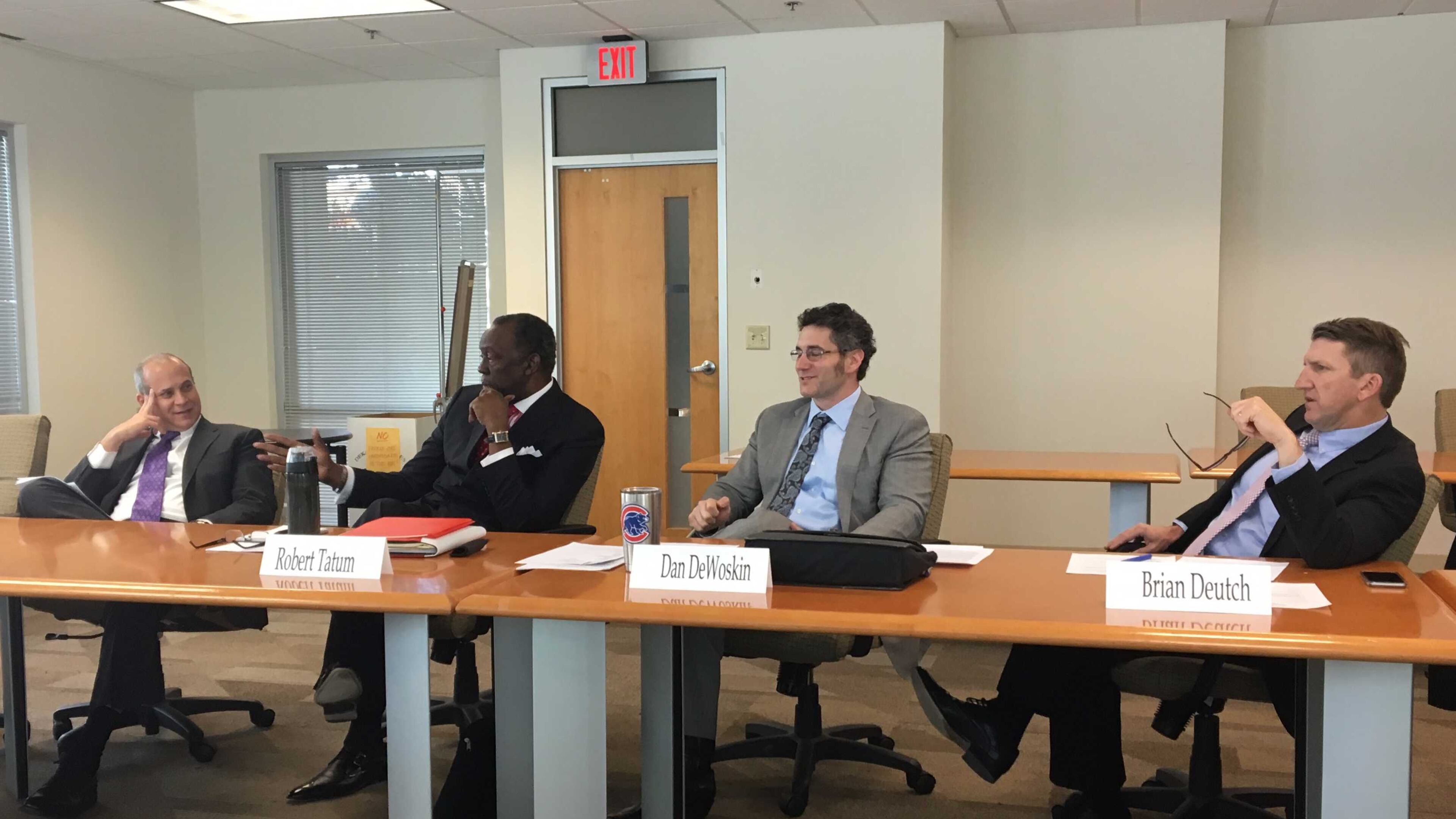 The DeKalb County Board of Ethics voted 4-0 on Thursday to dismiss a complaint against former DeKalb CEO Burrell Ellis: From left: Board members Scott Bonder, Robert Tatum, Dan DeWoskin and Brian Deutch. MARK NIESSE / MARK.NIESSE@AJC.COM