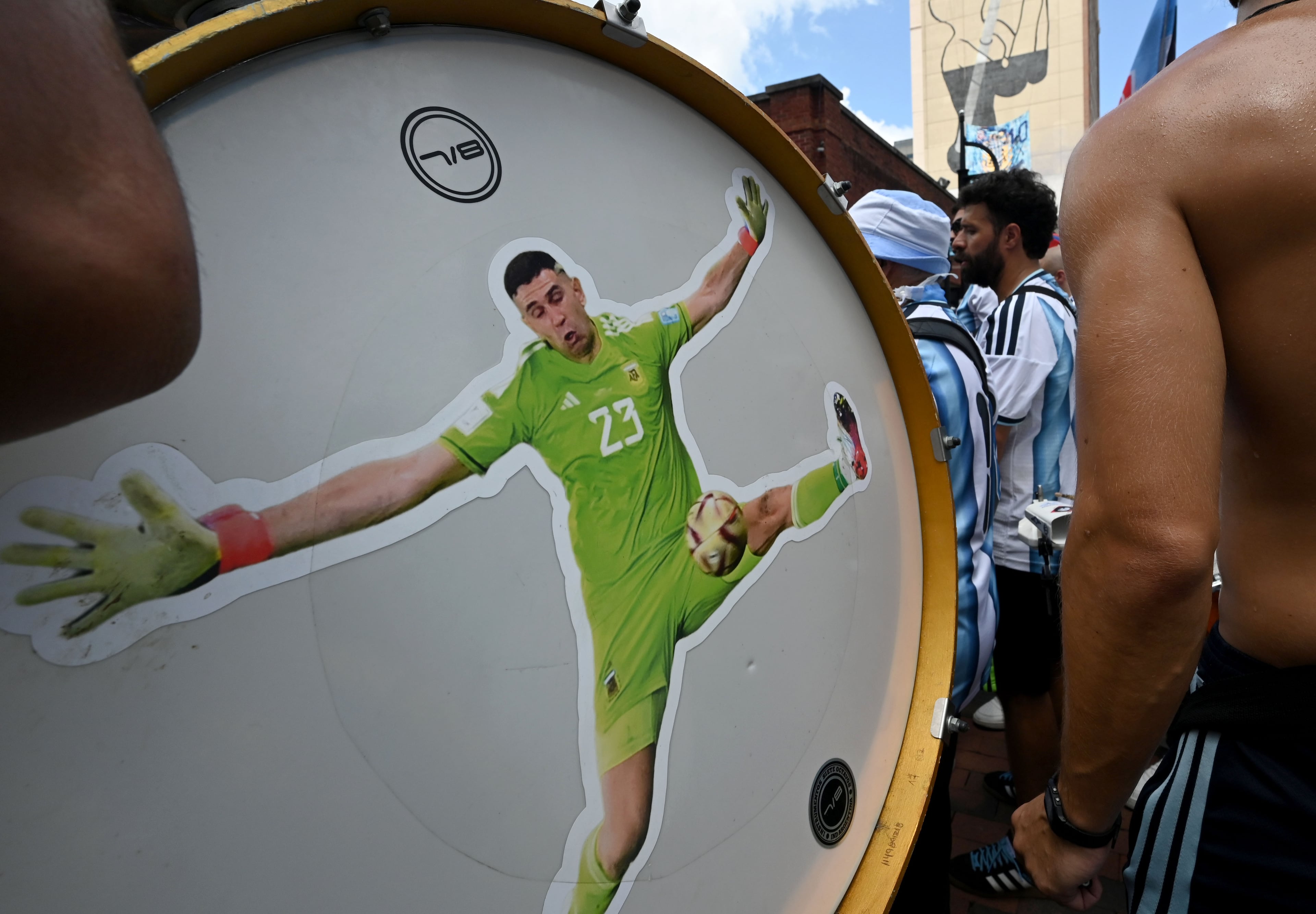 Argentina fans are gathering at Underground Atlanta ahead of the FIFA World Cup semifinal between Argentina and England on Wednesday, July 15, 2026, in Atlanta. (Hyosub Shin/AJC)