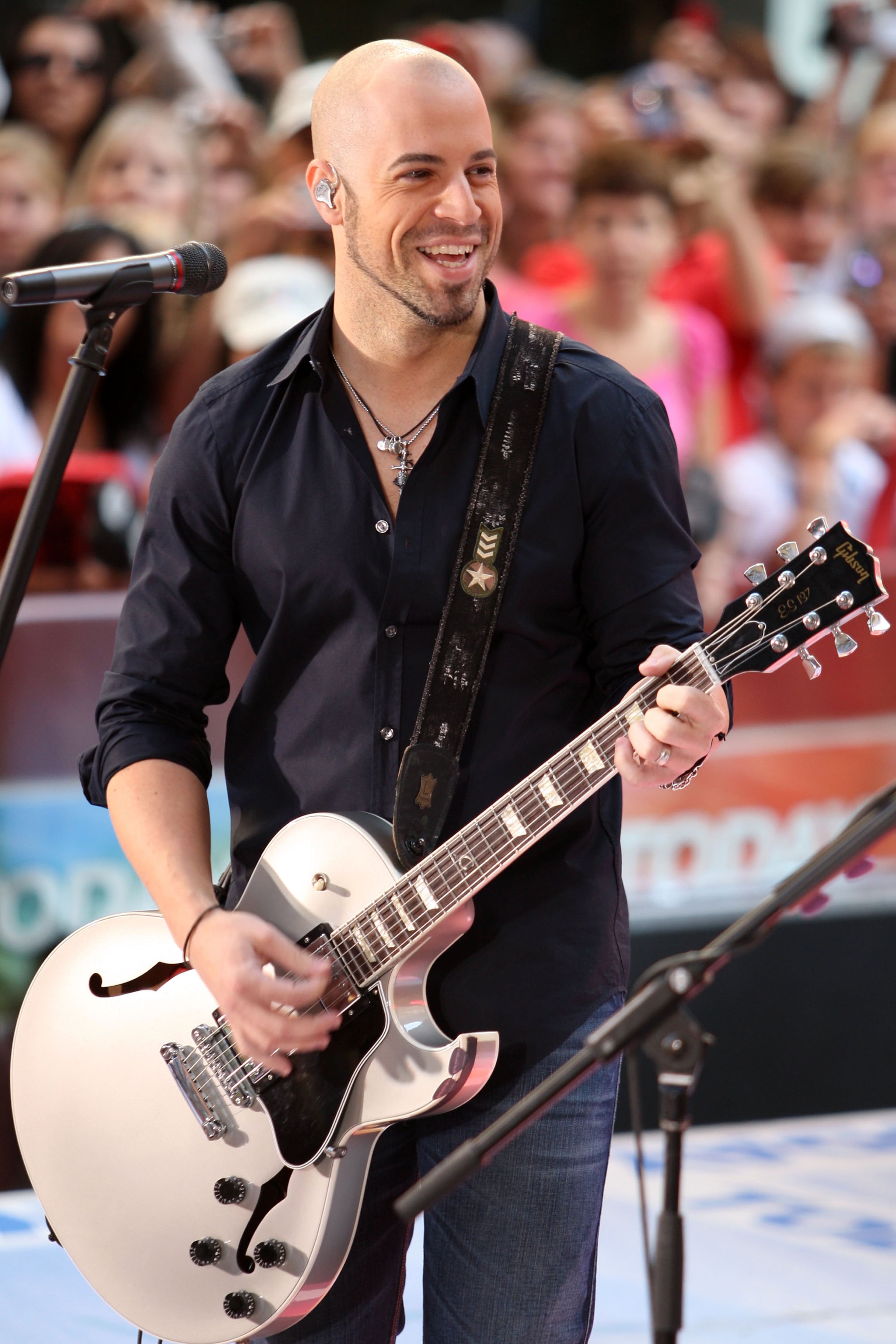 Musician Chris Daughtry of the band Daughtry performs on NBC's "Today" at Rockefeller Center on July 14, 2009, in New York City.