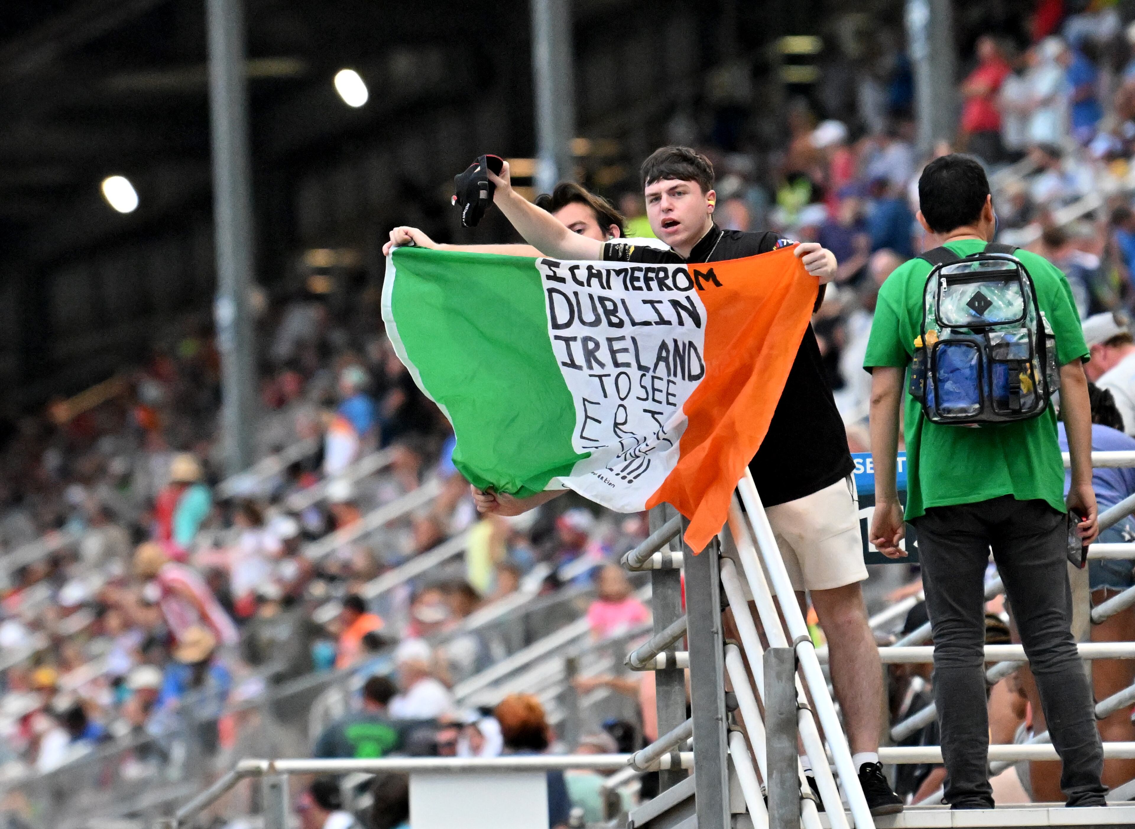 NASCAR fans cheer during Quaker State 400 NASCAR Cup Series race at EchoPark Speedway, Saturday, June 28, 2025, in Hampton. (Hyosub Shin / AJC)
