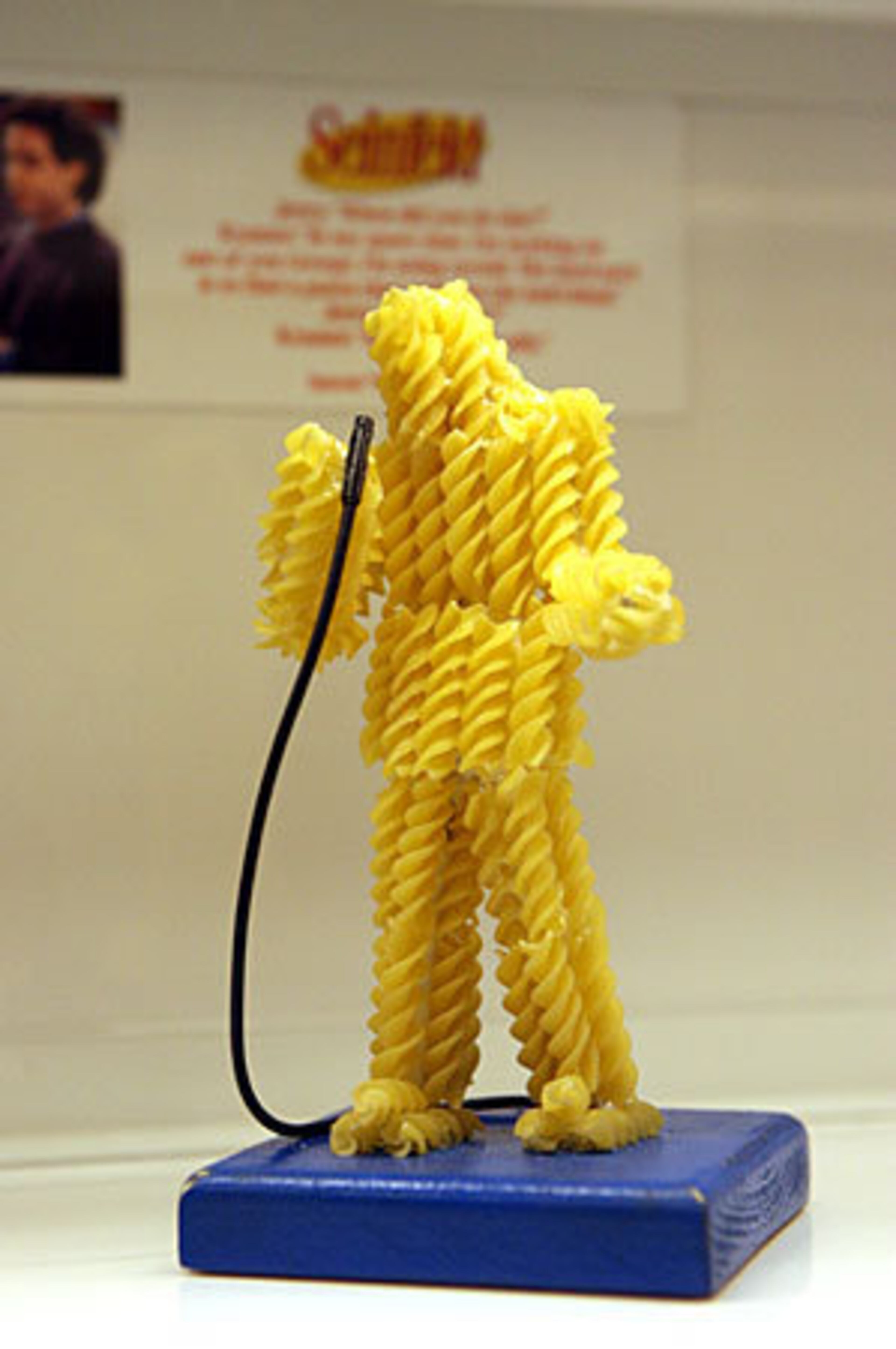 The pasta sculpture of Jerry was featured in the Seinfeld episode "The Fusilli Jerry" and is on display in the Seinfeld bus.