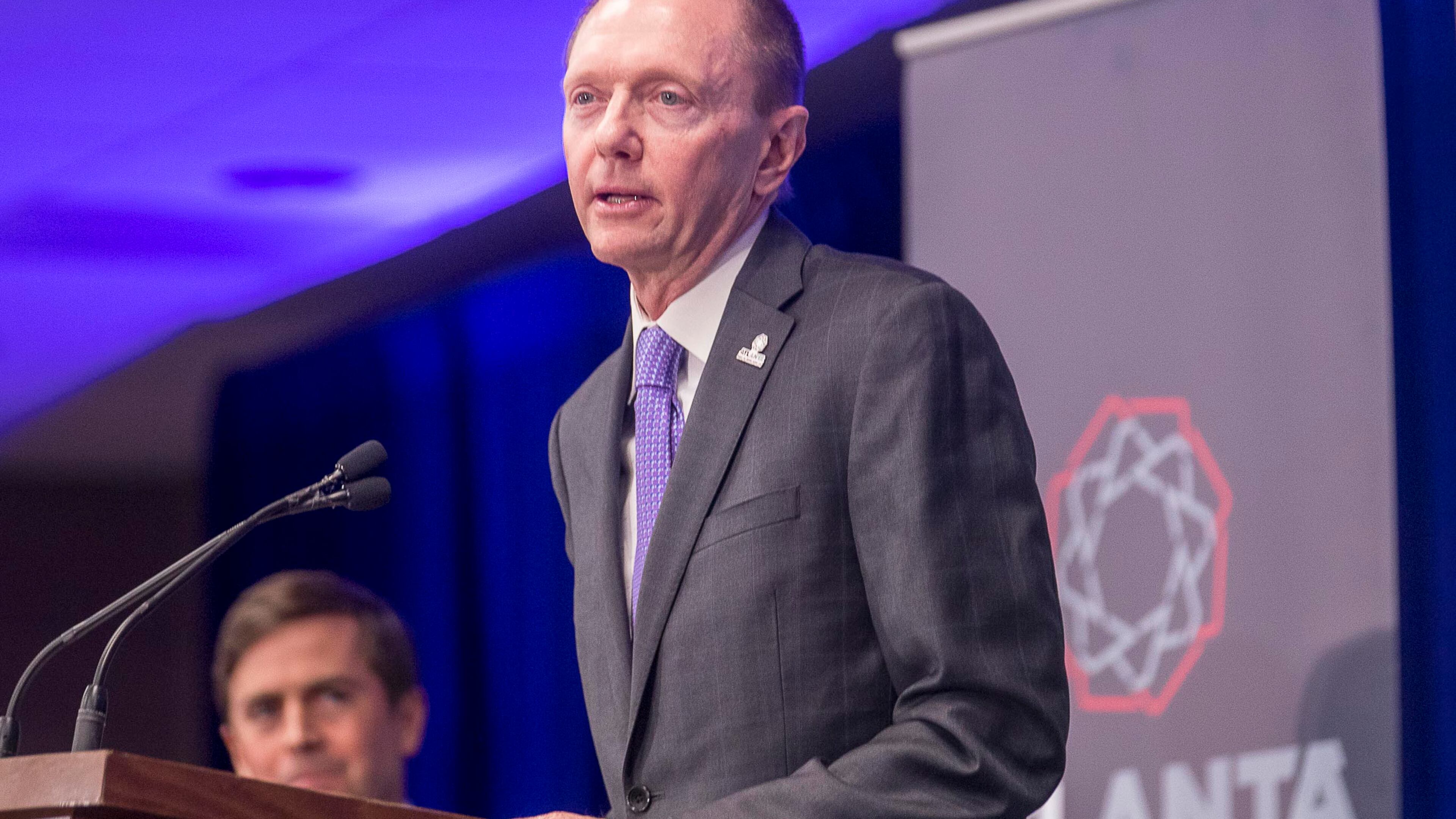 Atlanta Super Bowl Host Committee Chief Operating Officer Brett Daniels speaks during a “Welcome to Super Bowl LIII” press conference at the Georgia World Congress Center on Jan. 28.