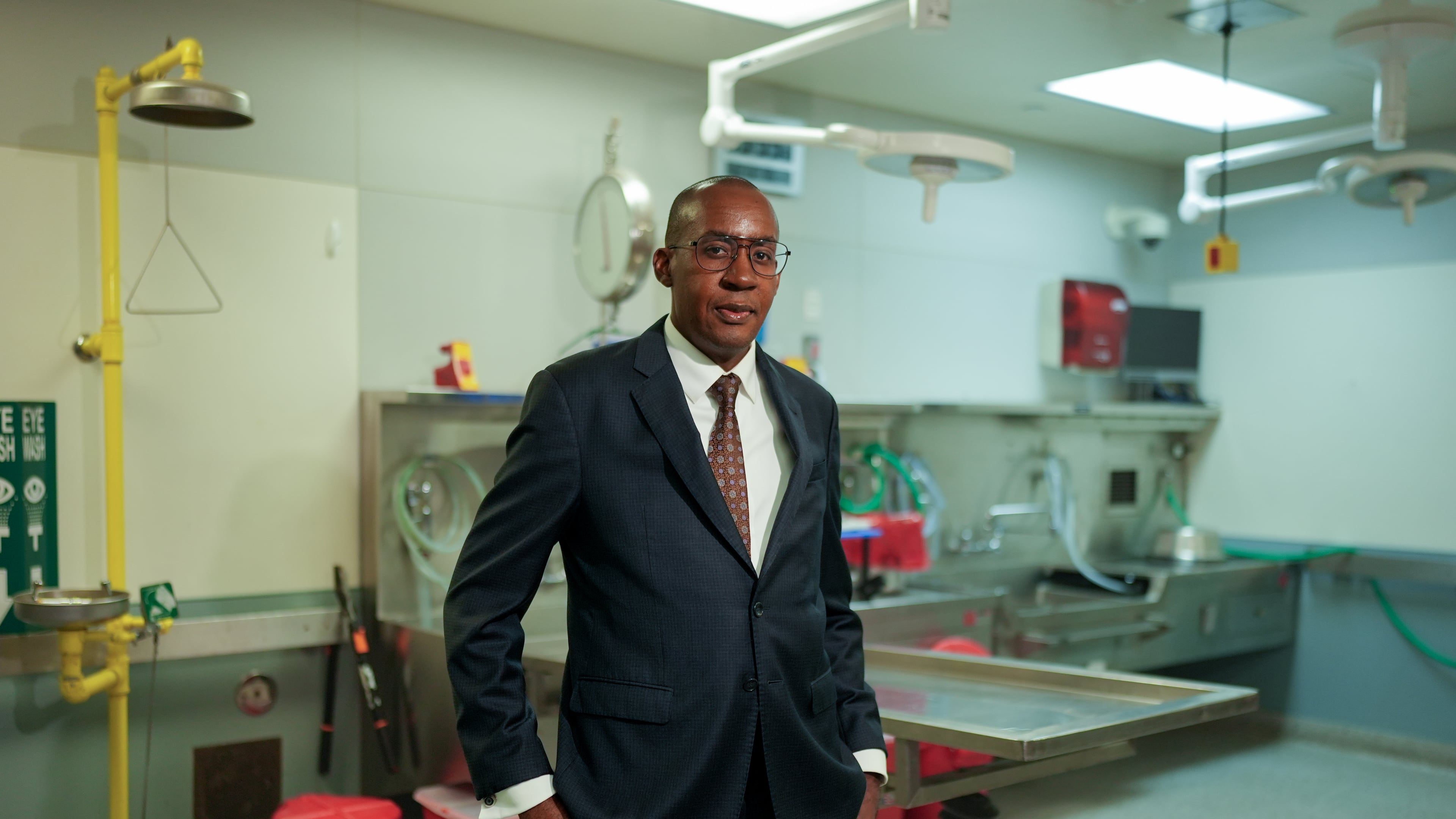 Los Angeles County medical examiner, Dr. Odey Ukpo, poses for a portrait on Tuesday, June 16, 2026, in Los Angeles. (AP Photo/Jae C. Hong)