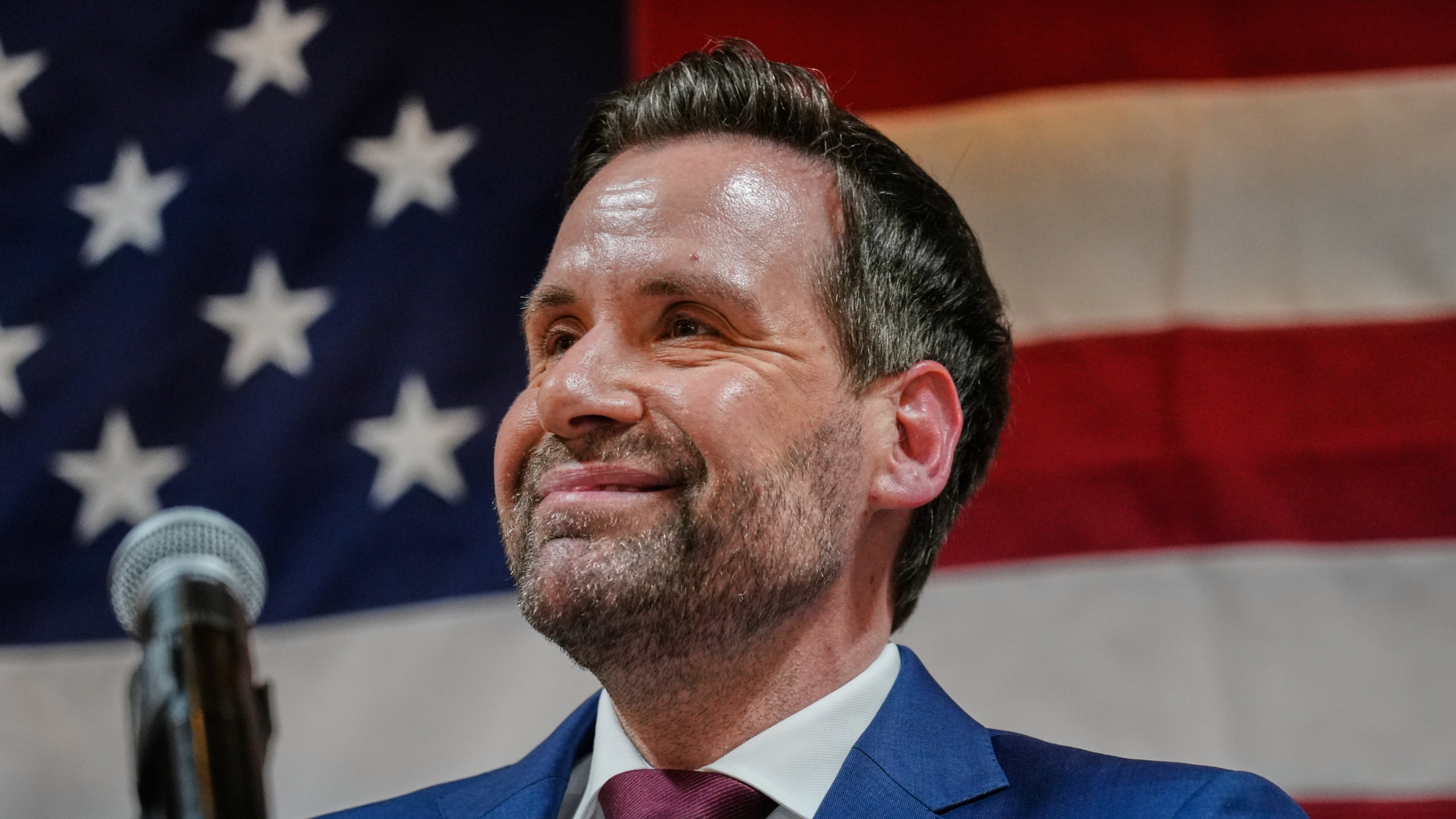 FILE - Iowa state Rep. Josh Turek speaks during a primary election night watch party after winning the Democratic nomination for U.S. Senate, June 2, 2026, in Des Moines, Iowa. (AP Photo/Bryon Houlgrave, File)