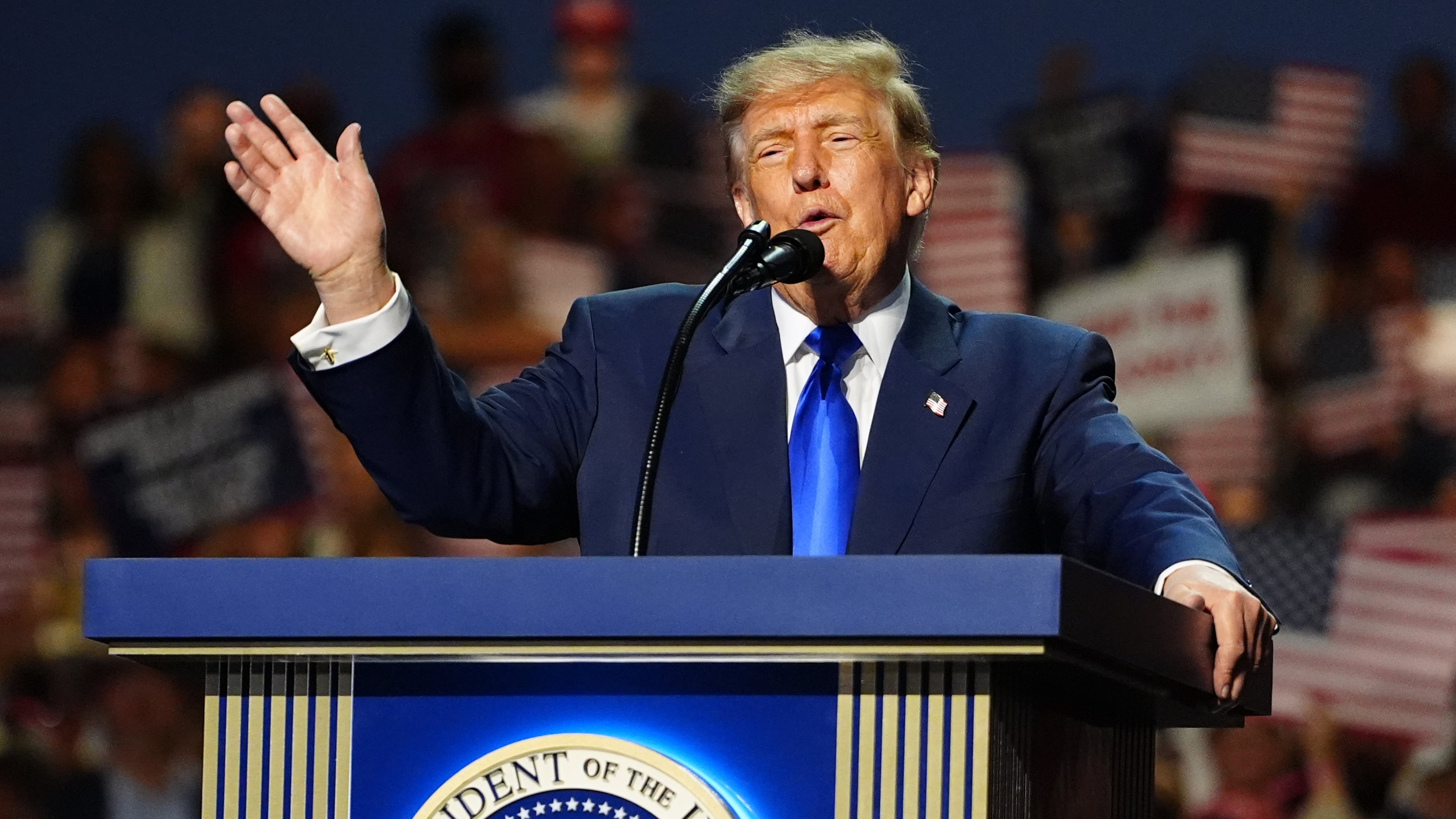 President Donald Trump speaks at the Republican convention, Wednesday, Sept. 9, 2026, in Dallas. (AP Photo/Julia Demaree Nikhinson)