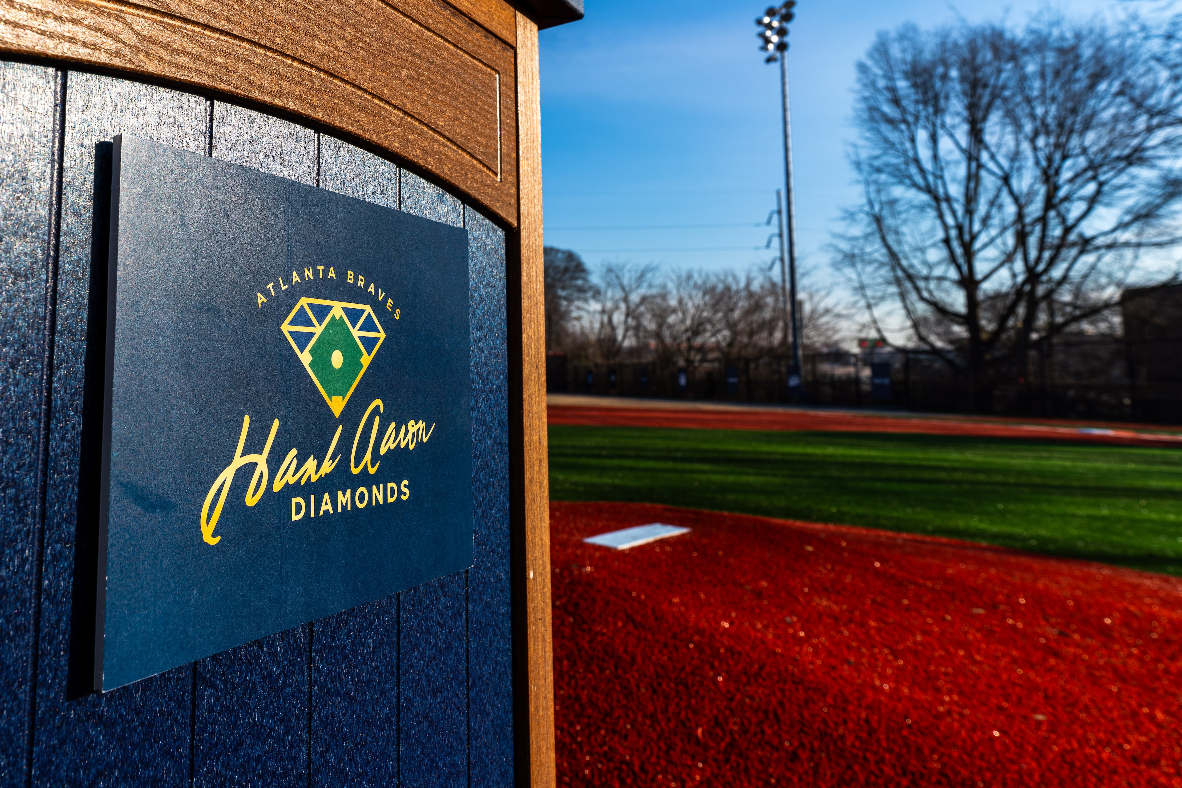 The Hank Aaron Diamonds initiative unveiled upgrades to the baseball diamond at Maynard Jackson High School on Febuary 3, 2026. (Photo by Lyndon Terrell for the Atlanta Braves)