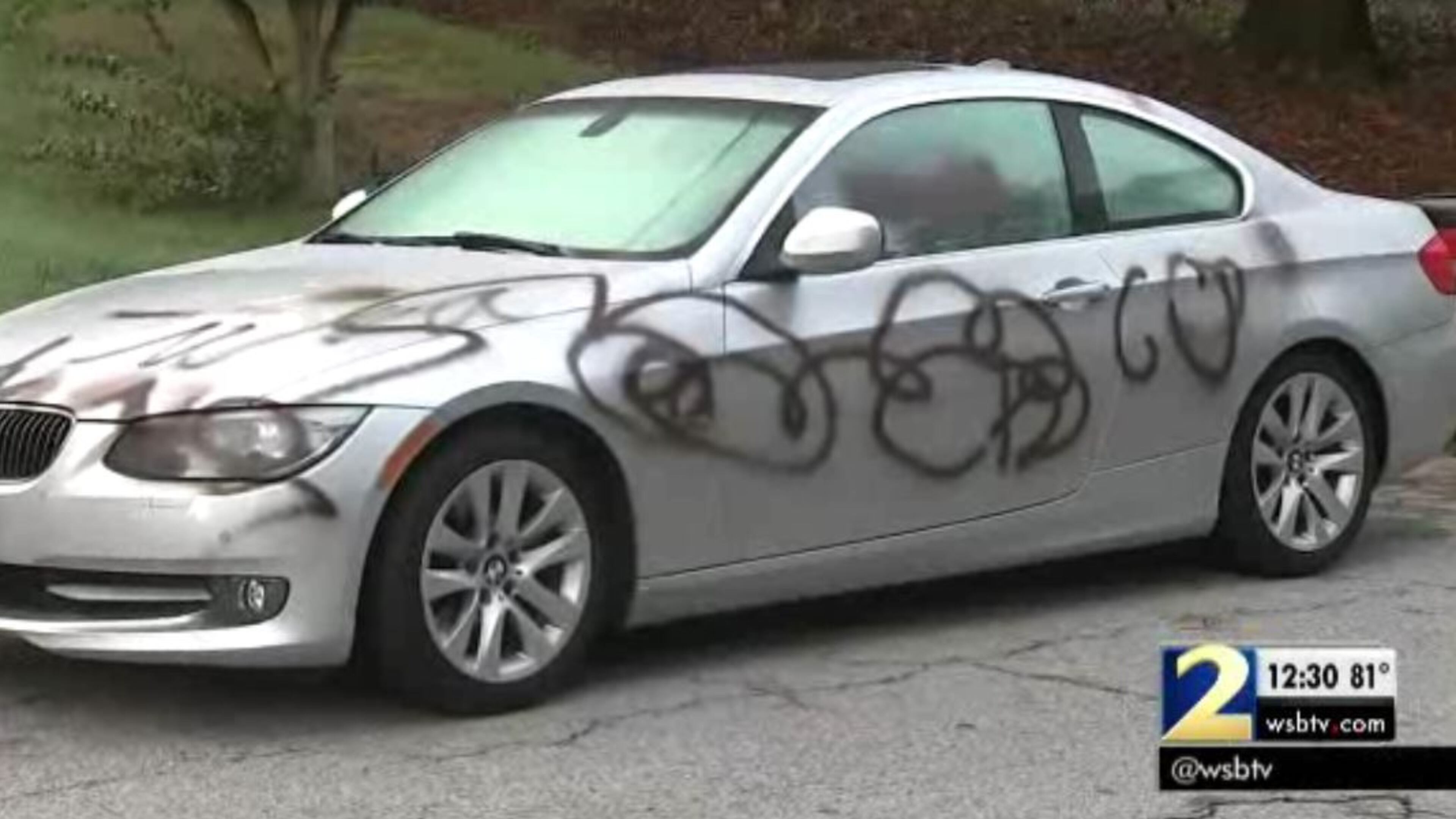This was among the cars that were spray-painted by vandals in south Fulton County. (Credit: Channel 2 Action News)