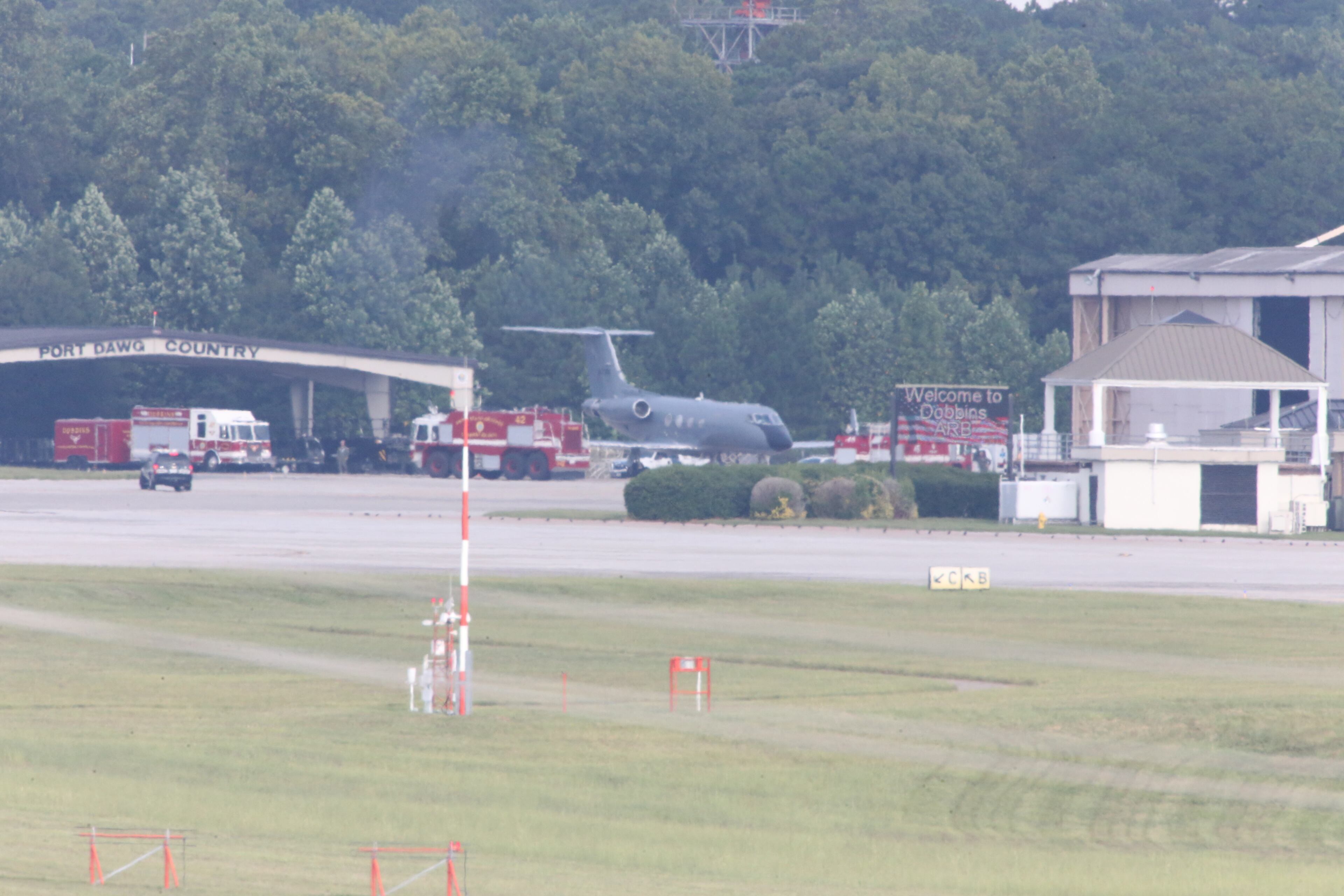 A medical plane transporting the fourth American aid worker sickened with the Ebola virus landed in metro Atlanta on Tuesday morning, with the patient headed to Emory University Hospital, where two others have been successfully treated. The plane touched down around 9:20 a.m. at Dobbins Air Reserve Base in Marietta, just northwest of Atlanta. JOHN SPINK/AJC