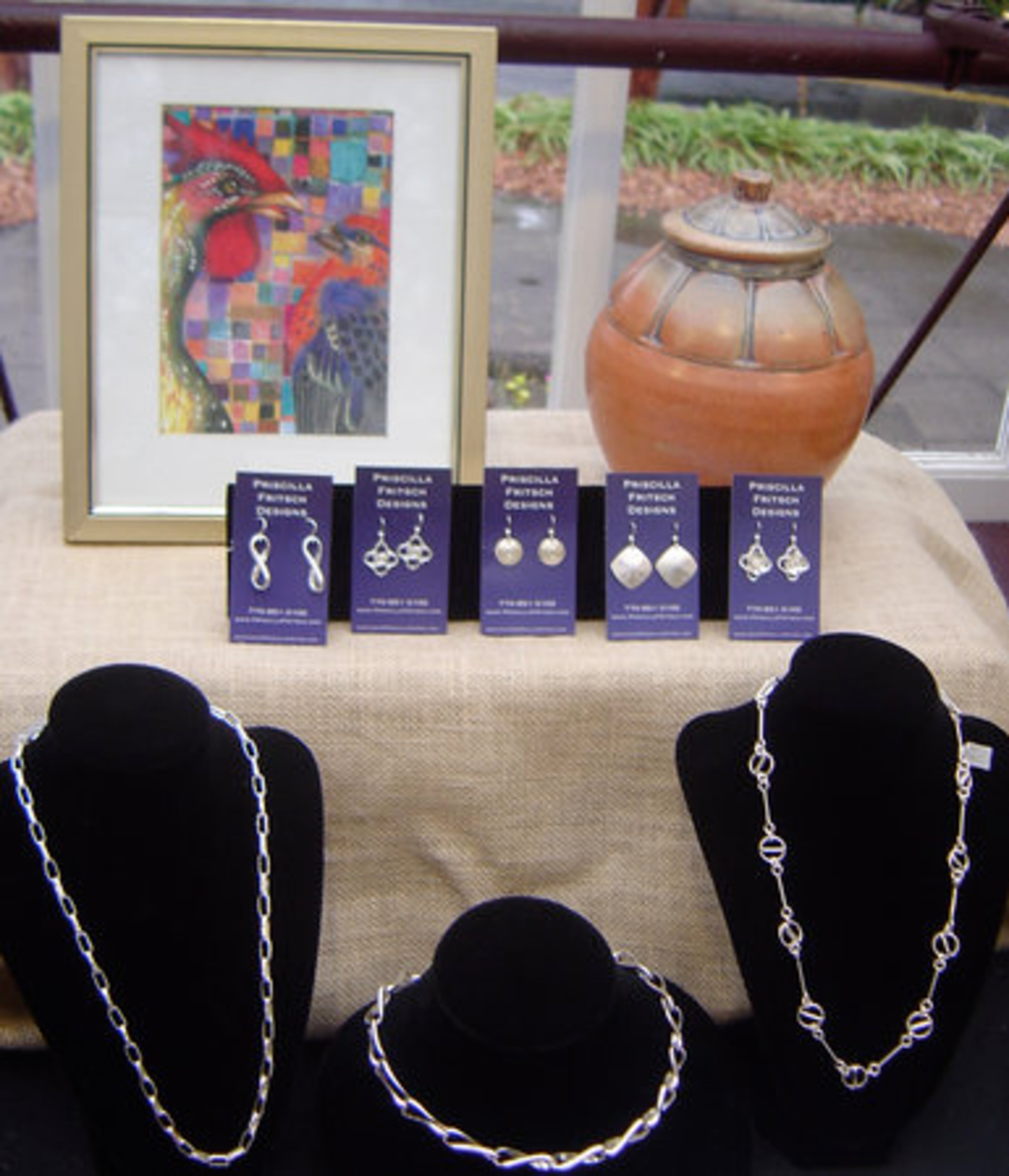 For sale at Christmas at Callanwolde's "Charming ARTifacts" artist market, jewelry by Priscilla Fritsch, instructor at Callanwolde Fine Arts Center.