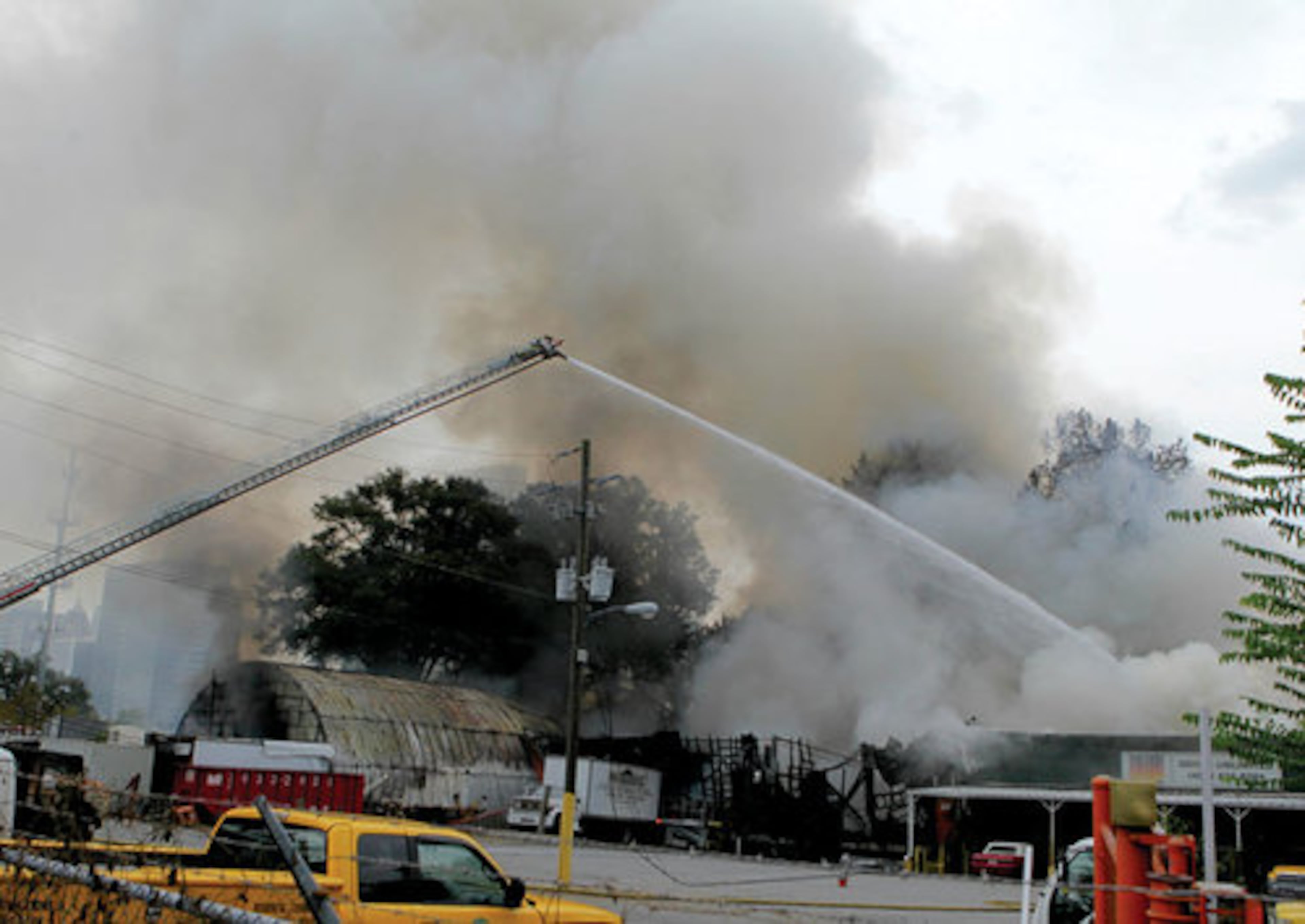 The blaze at the Doors Unlimited warehouse, 432 Trabert Avenue, SW.